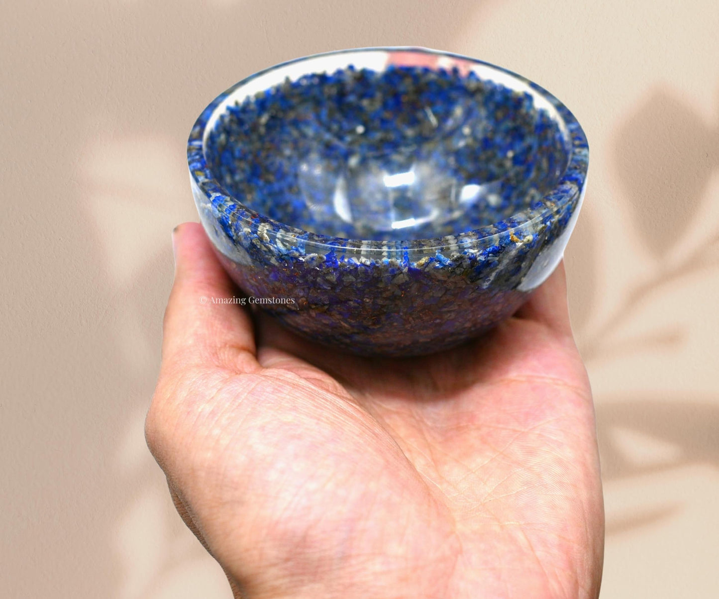 Amazing Gemstone Lapis Lazuli Orgonite Orgone Crystal Gemstone Bowl - 3" Orgonite Lapis Lazuli Crystal Bowl for Meditation, Crystals and Healing Stones Gift and Protection