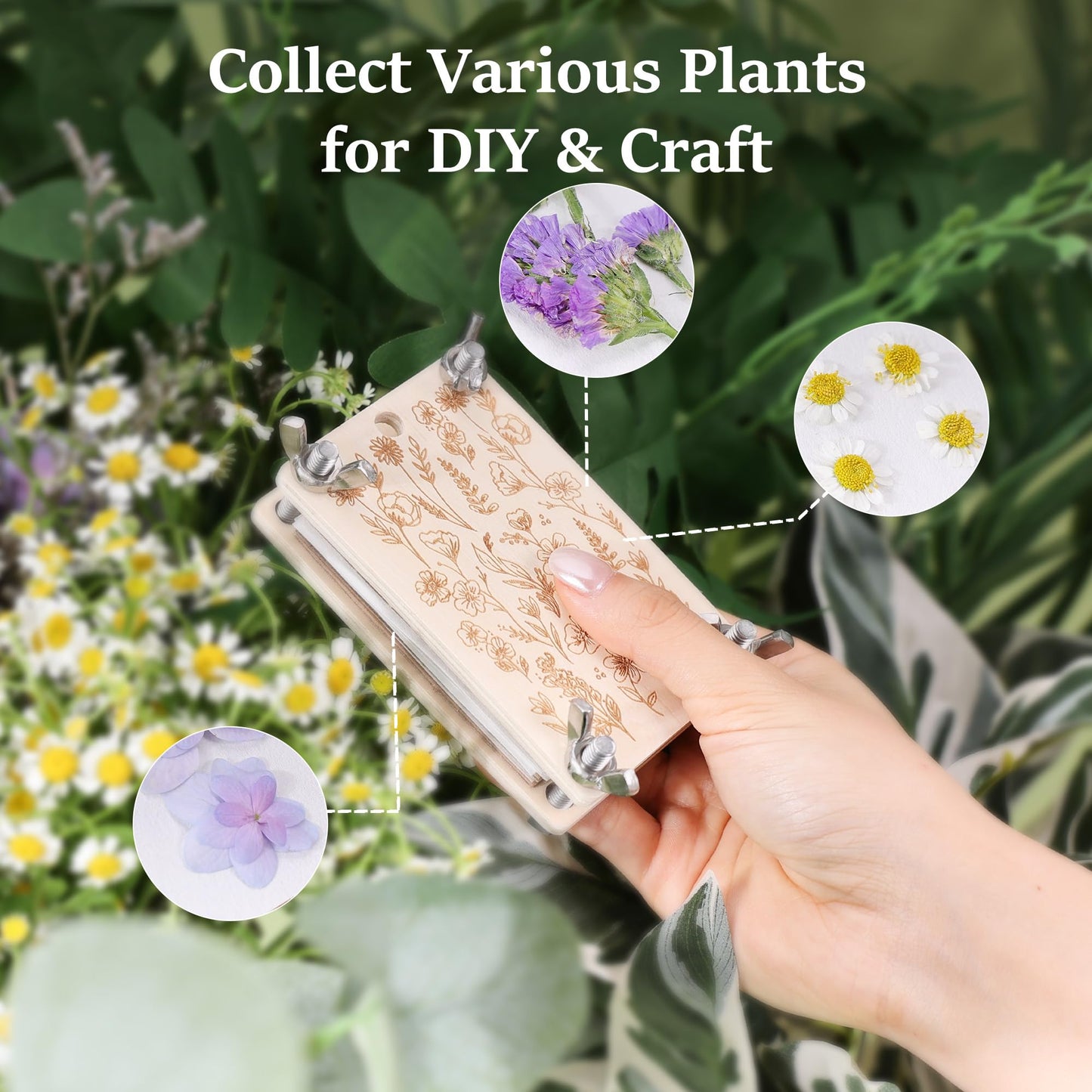 Aboofx Mini Flower Press Kit for Small Flowers Drying, Beginners-Travel Outdoor, Presses Plant, Leaves, Herbs, Micro Flowers, 2.5 x 4 Inch Pocket Pressed Flower Kit for Classroom, Arts Craft Lovers