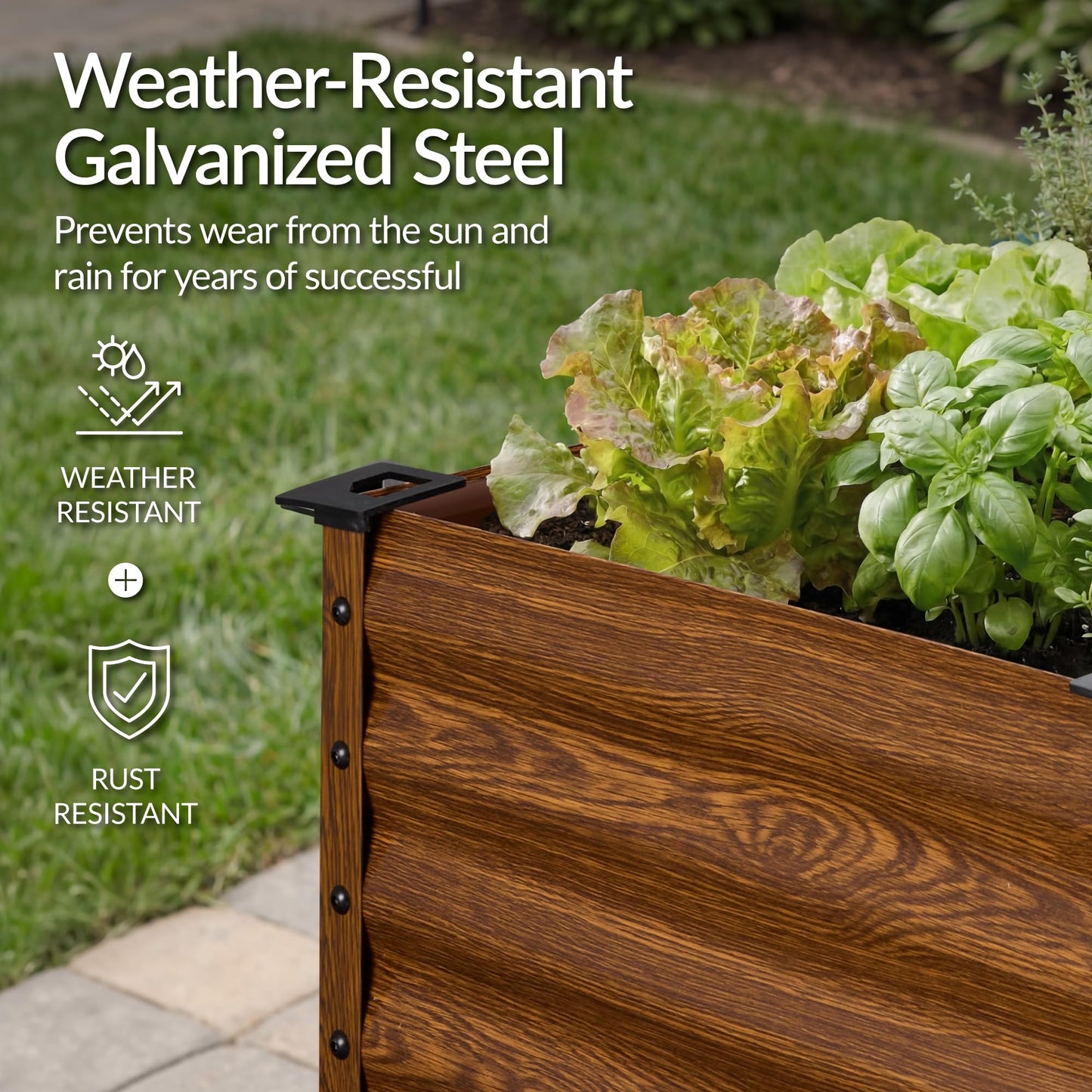 Best Choice Products 72x24x30in Non Toxic Galvanized Raised Garden Bed, Metal Elevated Planter Box, Vegetable Garden, 100% Non Toxic Materials - Wood Grain