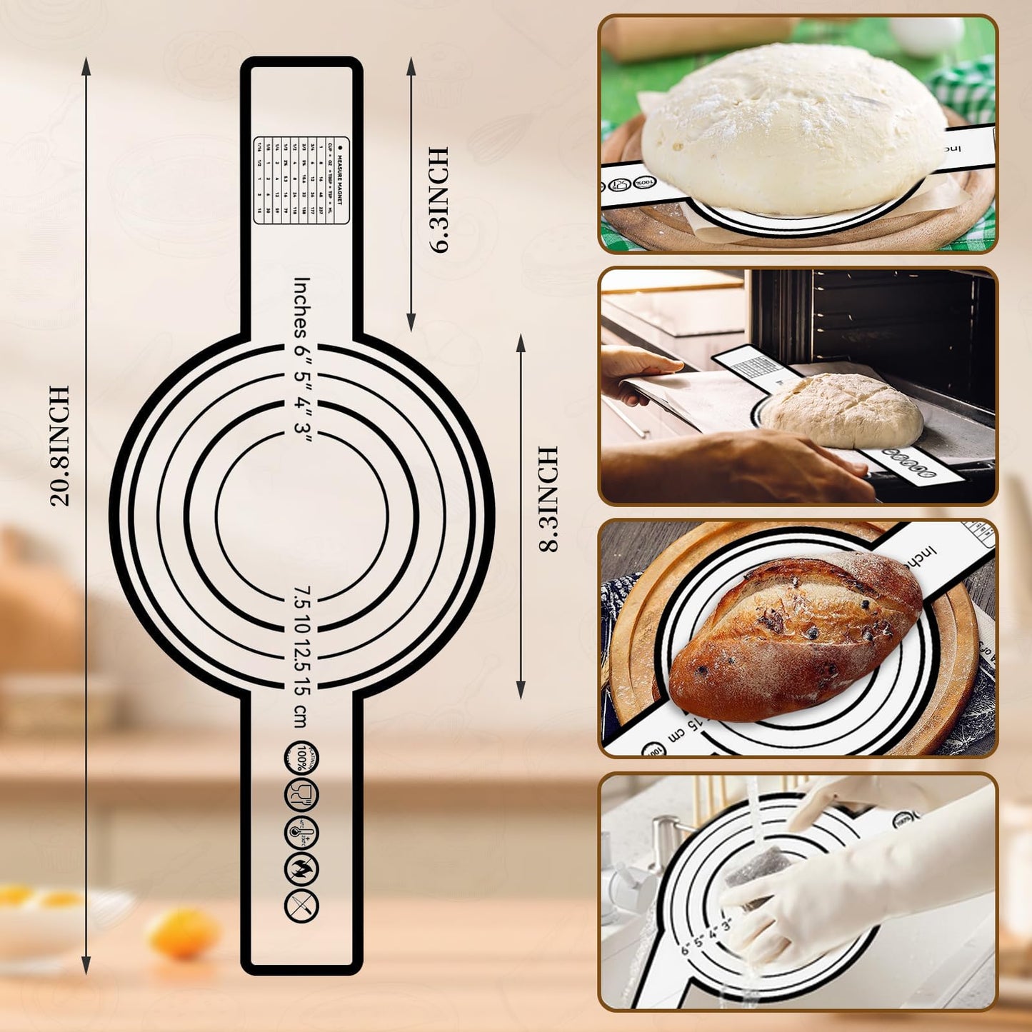 Sourdough Starter Kit,Banneton Bread Proofing Basket 10Inch Round,Sourdough Bread Baking Supplies With Starter Jar,Bread Sling,Lame,Danish Dough Whisk Sourdough Kit Gifts (Khaki)