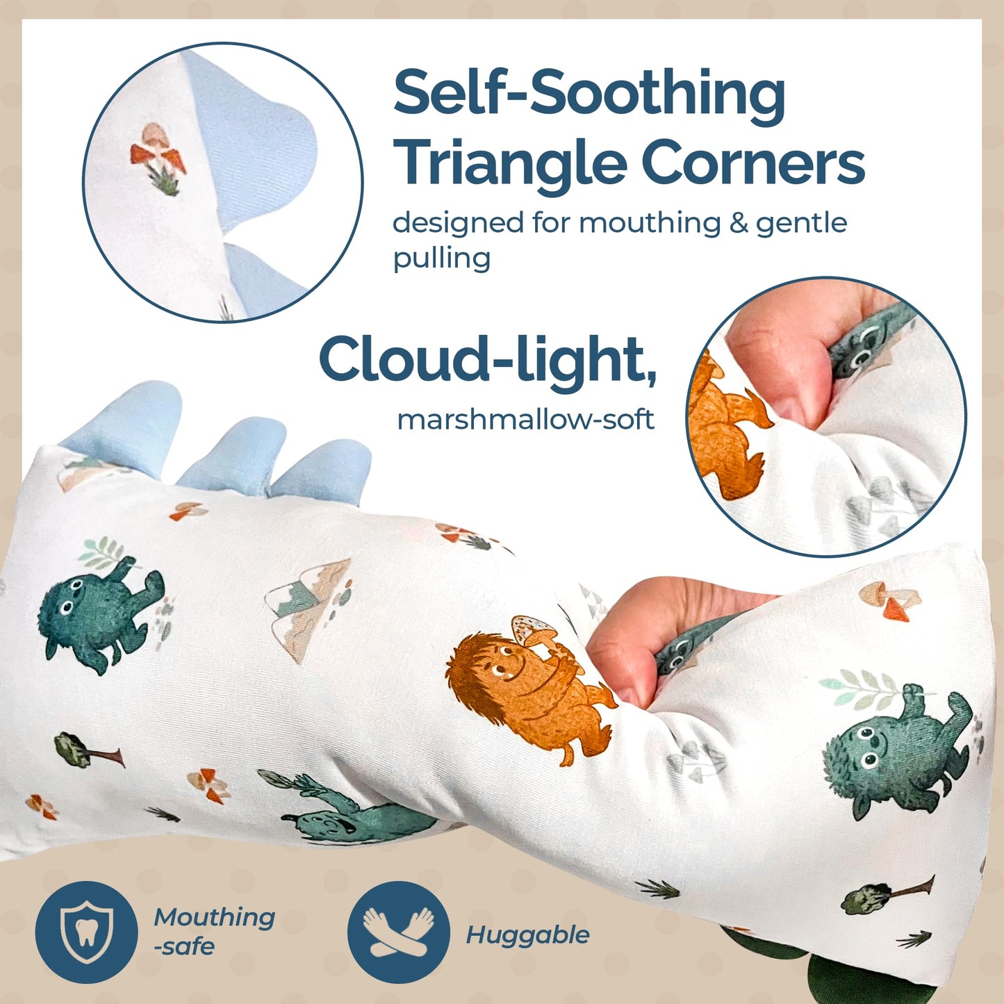 Theo's Lovey Pillow - Cloud-Soft Bamboo Lovey for Babies (0m+), Self-Soothing, Huggable Comfort Toy Pillow, Washable and Travel-Ready - Into The Mountain (Small)