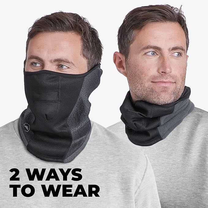 Tough Headwear Half Ski Mask - Warm Fleece Face Mask - Stretch Neck Gaiter Skiing Accessories - Breathable Cold Weather Gear