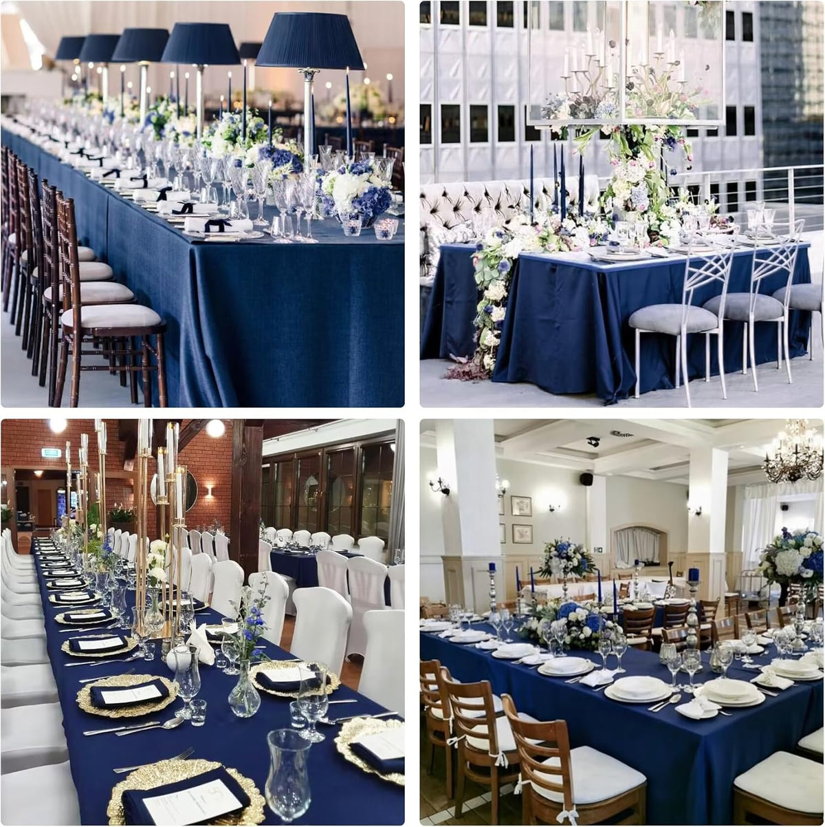 4 Pack Rectangle Tablecloth for 6 Foot Tables Washable Polyester Table Cover for Wedding Dining Table Parties Banquet（70x120 Navy Blue）