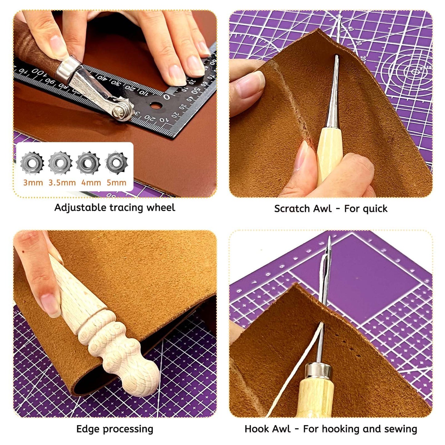 Daily Treasures 73pcs Leather Craft Kits with Portable Handbag, Leather Working Kit with 18 Punch Tool,Tracing Wheel,7 in 1 Groover,Awl,Waxed Thread,Needles,Tools for DIY Polishing Sewing Cutting