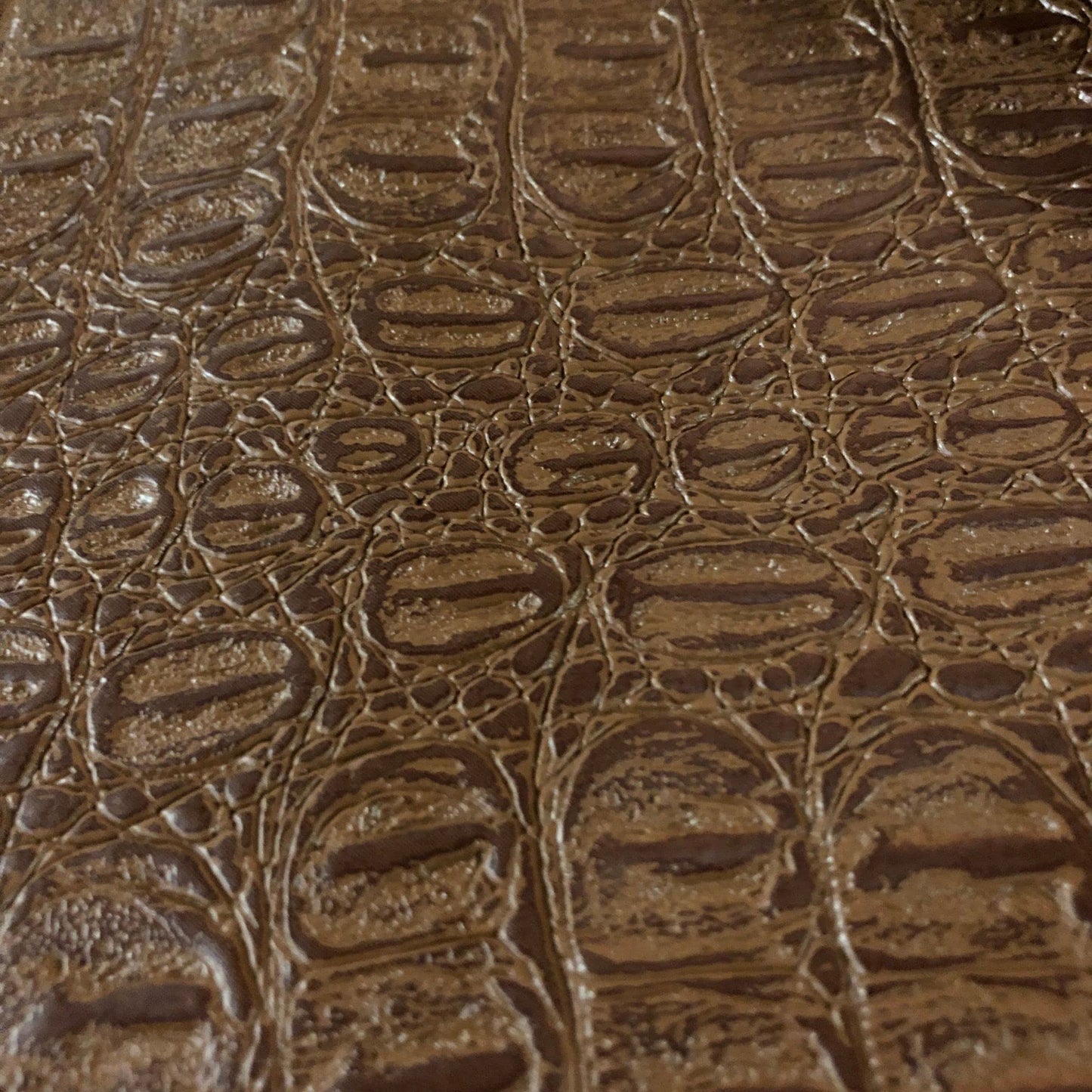 Alligator Fabric, Soft Textured Crocodile Vinyl Faux Leather, Gator Skin Embossed Upholstery DIY Craft and Clips Pleather Sheets – Individual 1 Yard Cut 36”x54” (Saddle)