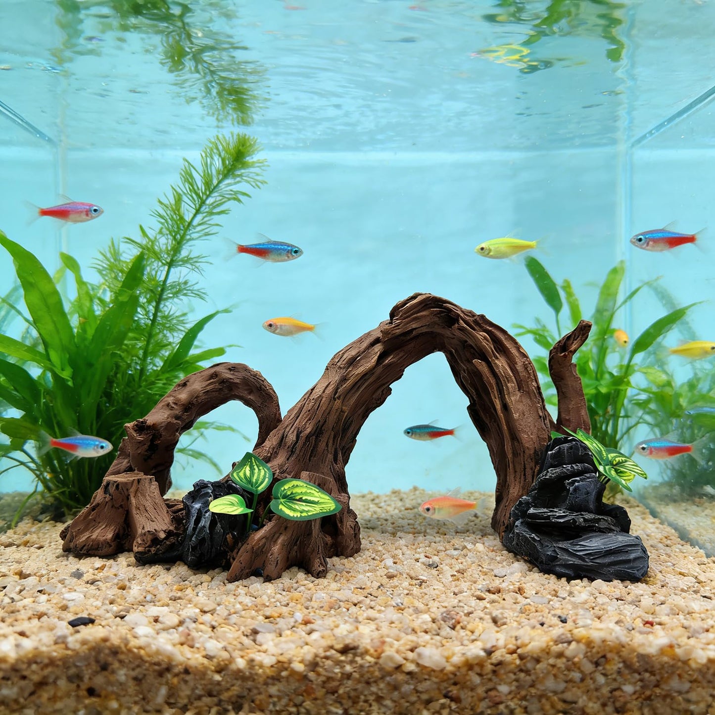 PEUILST Large Fish Tank, Sunken Wood Decoration, Aquarium Accessories, Artificial Driftwood Landscape Center Ornaments, Suitable for Decorating Fighting Fish, Shrimp, Goldfish, and Reptiles