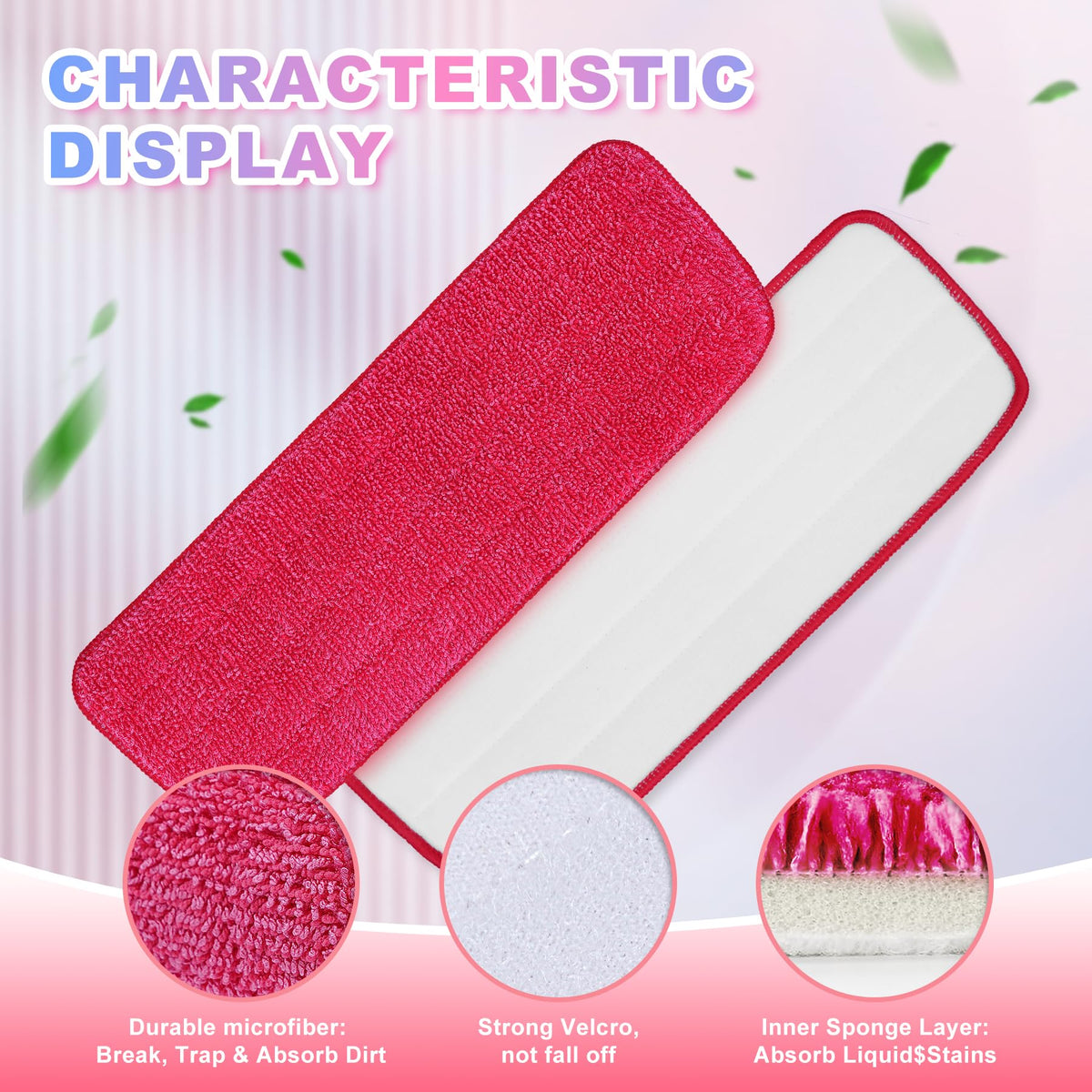 Replacement Microfiber Mop Pads Compatible with Rubbermaid Reveal Spray Mop (4 Count)