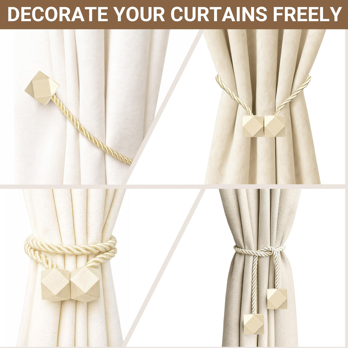 Magnetic Curtain Tiebacks Beige 2pcs (2 Count)