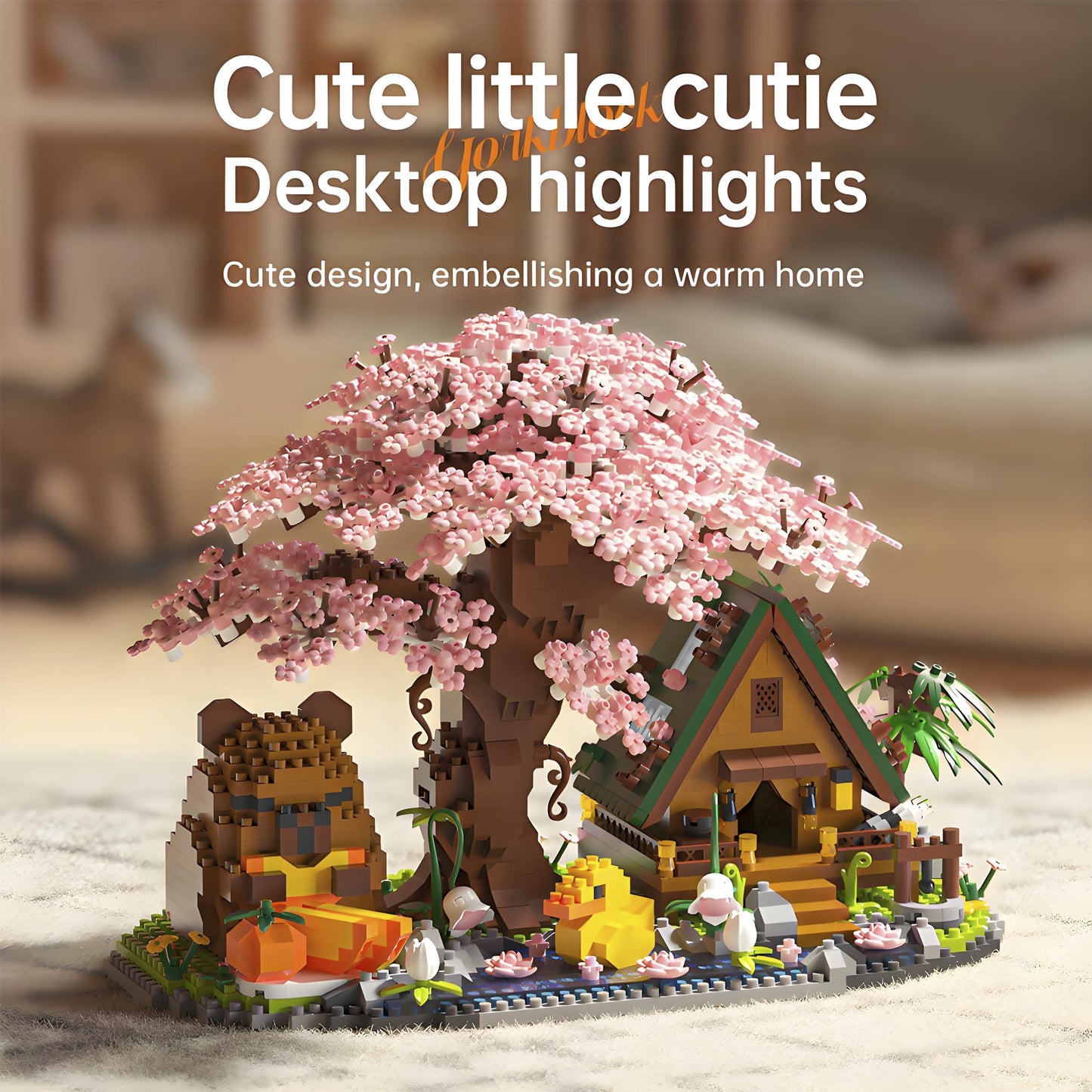 Capybara Cherry Blossom Bonsai Tree House Building Sets for Adults & Kids - 2280PCS Micro Mini Blocks, Artificial Flower for Desk, Office, Home Decor, DIY Arts & Crafts Kits, Ages 8+ Girls & Boys Gift