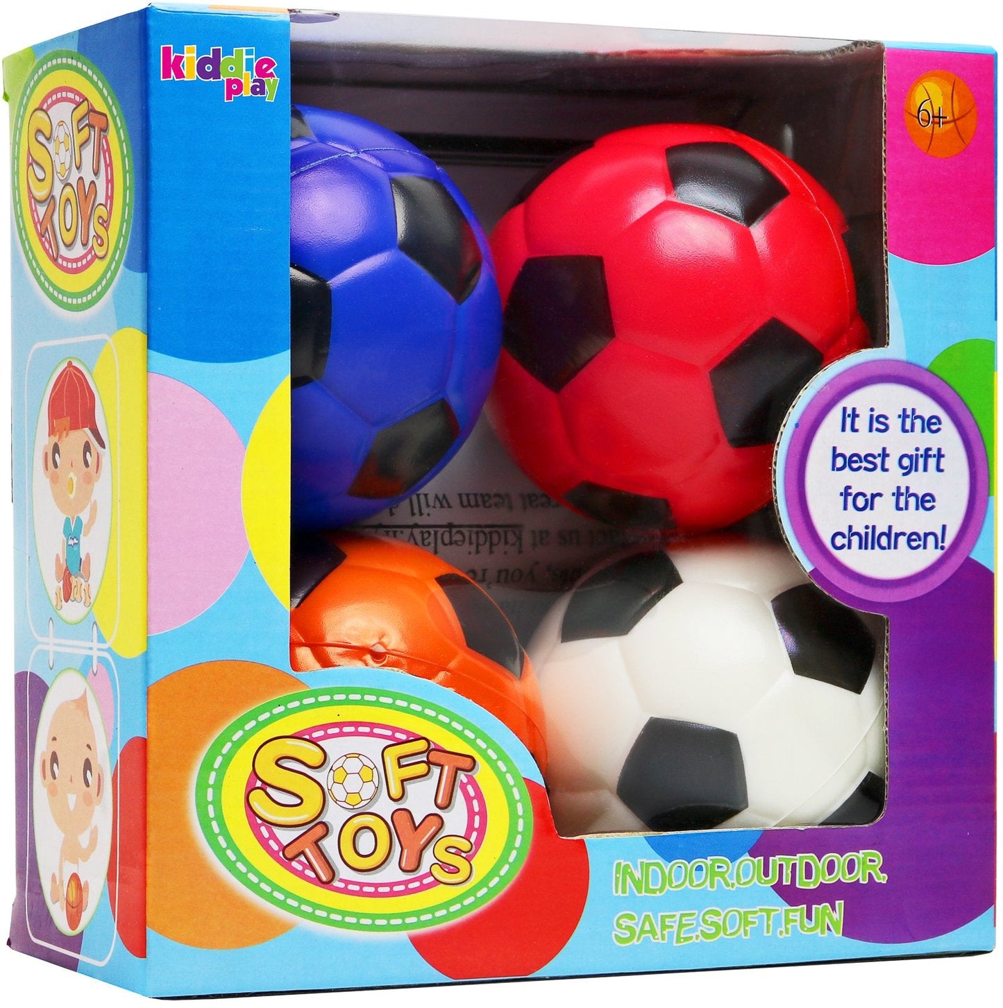 Kiddie Play Set of 4 Balls for Toddlers 4" Soft Soccer Ball for Kids