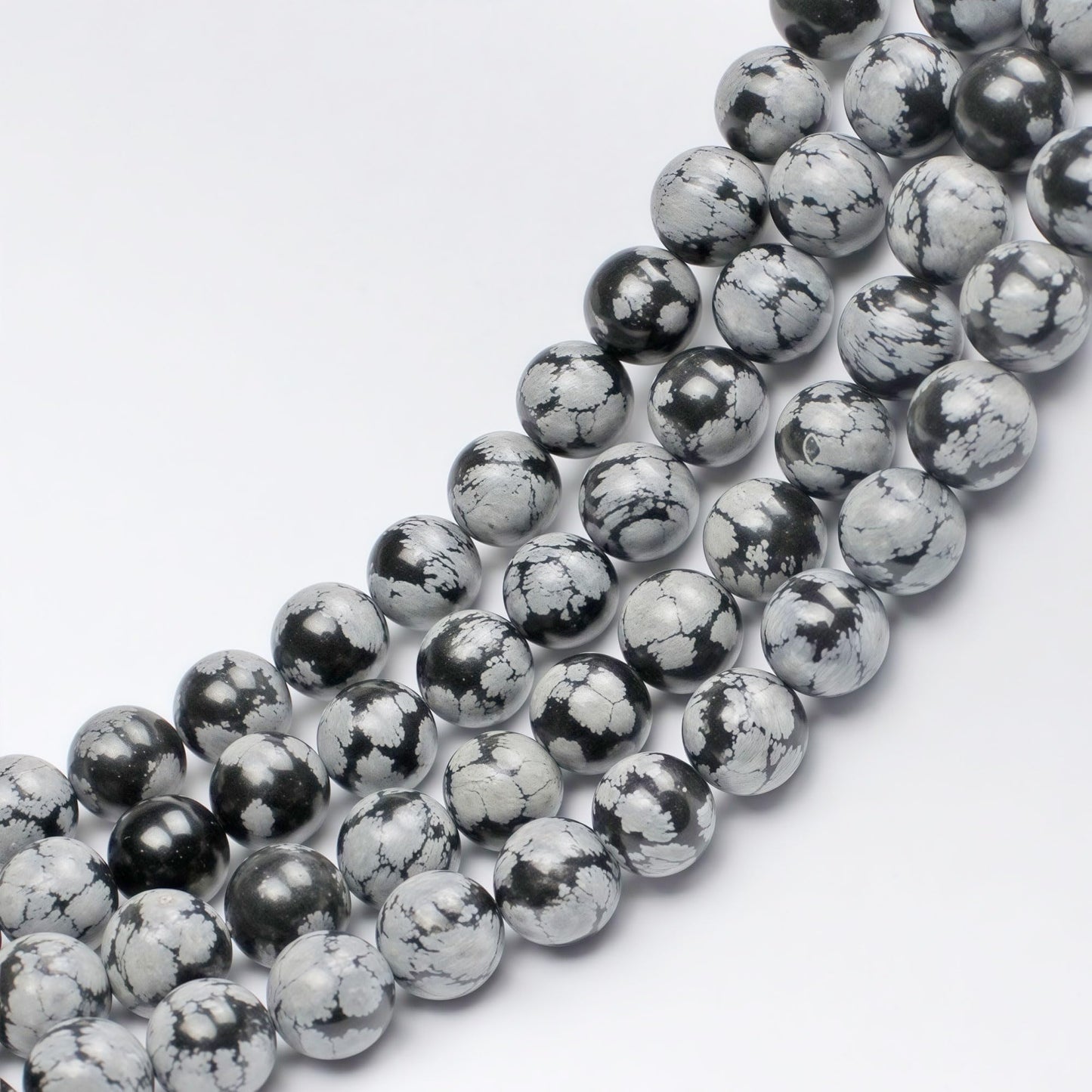 MJDCB Snowflake Obsidian Beads Round Natural Stone Beads for Jewelry Making DIY Bracelet (8mm)