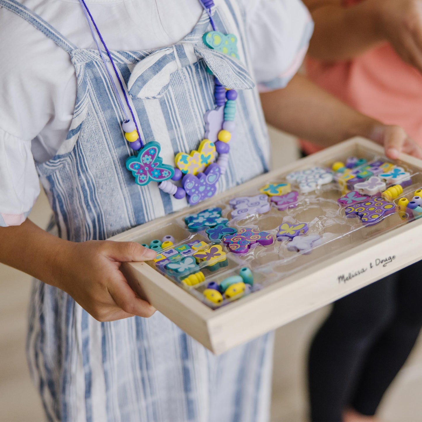 Melissa & Doug Created by Me! Butterfly Beads Wooden Bead Kit, 150+ Beads for Jewelry-Making