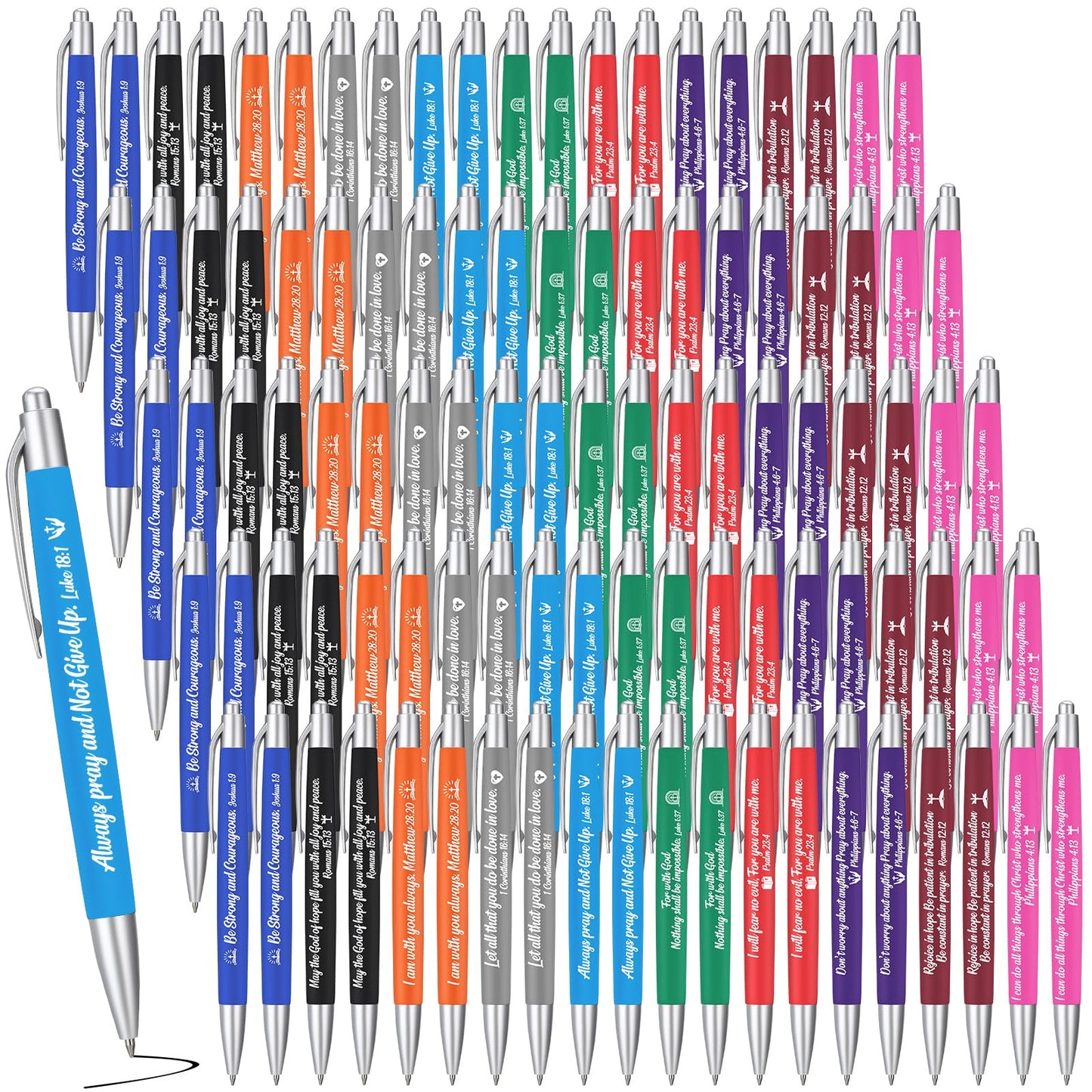 Gueevin 200 Pcs Inspirational Pens Employee Appreciation Gift Black Ballpoint Ink Funny Motivational Thank You Pens Bulk for Office Worker Teacher Women Men(Bible Verse)