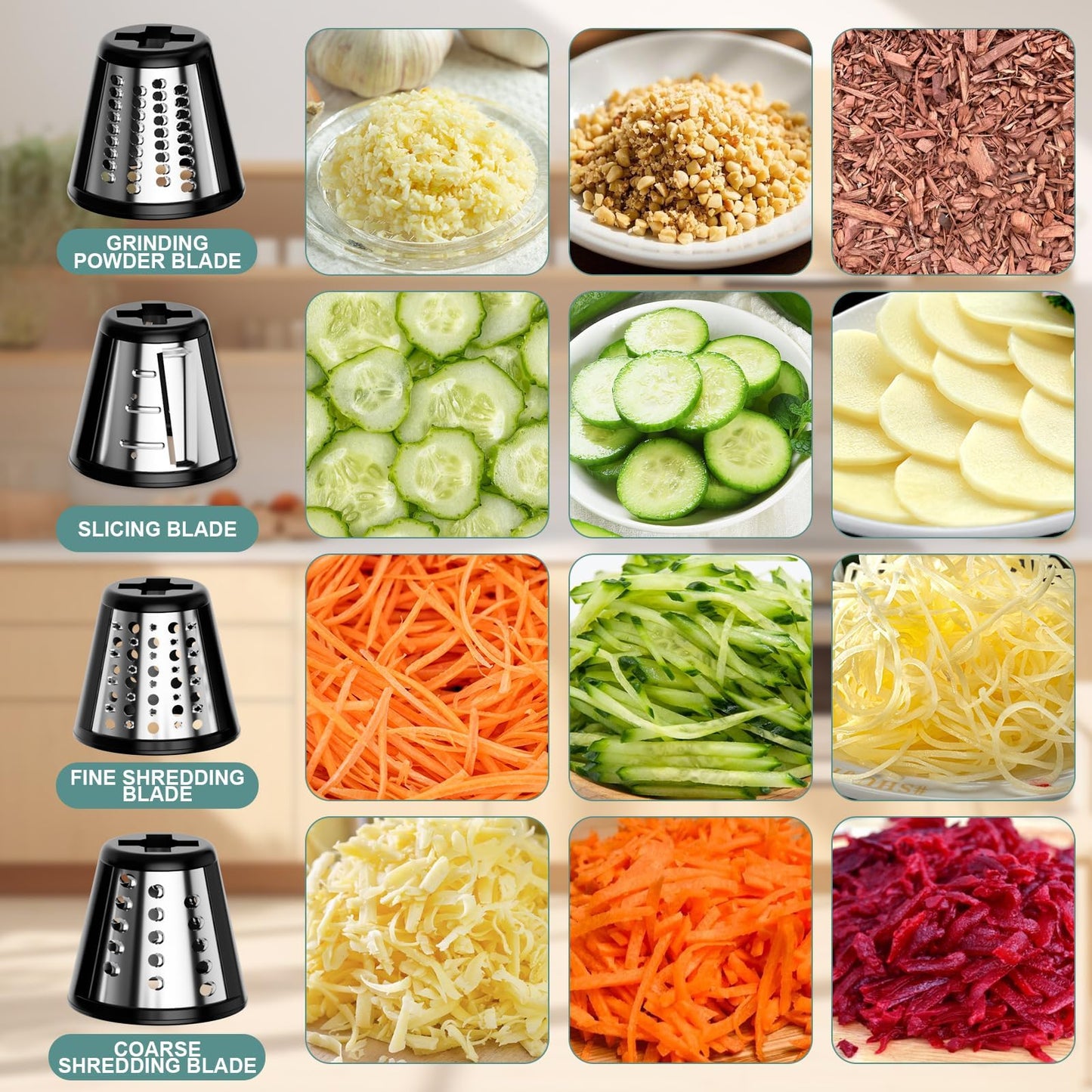 Slicer Shredder Attachment for Kitchenaid Stand Mixer, Salad Machine with Vegetable Slicer, Salad Maker, Food Slicers Cheese Grater Attachments for Kitchenaid Mixer Dishwasher Safe, Black