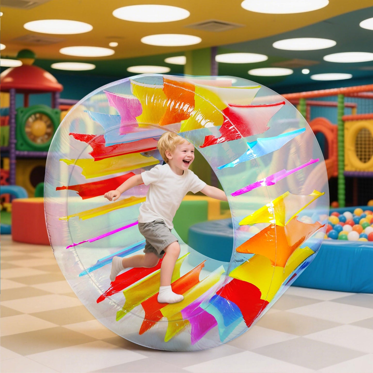 Zcaukya 47" Giant Inflatable Water Wheel for Kids, Colorful Pool Float Roller Toy for Swimming Pools, Beaches, Lawns Summer Party Fun