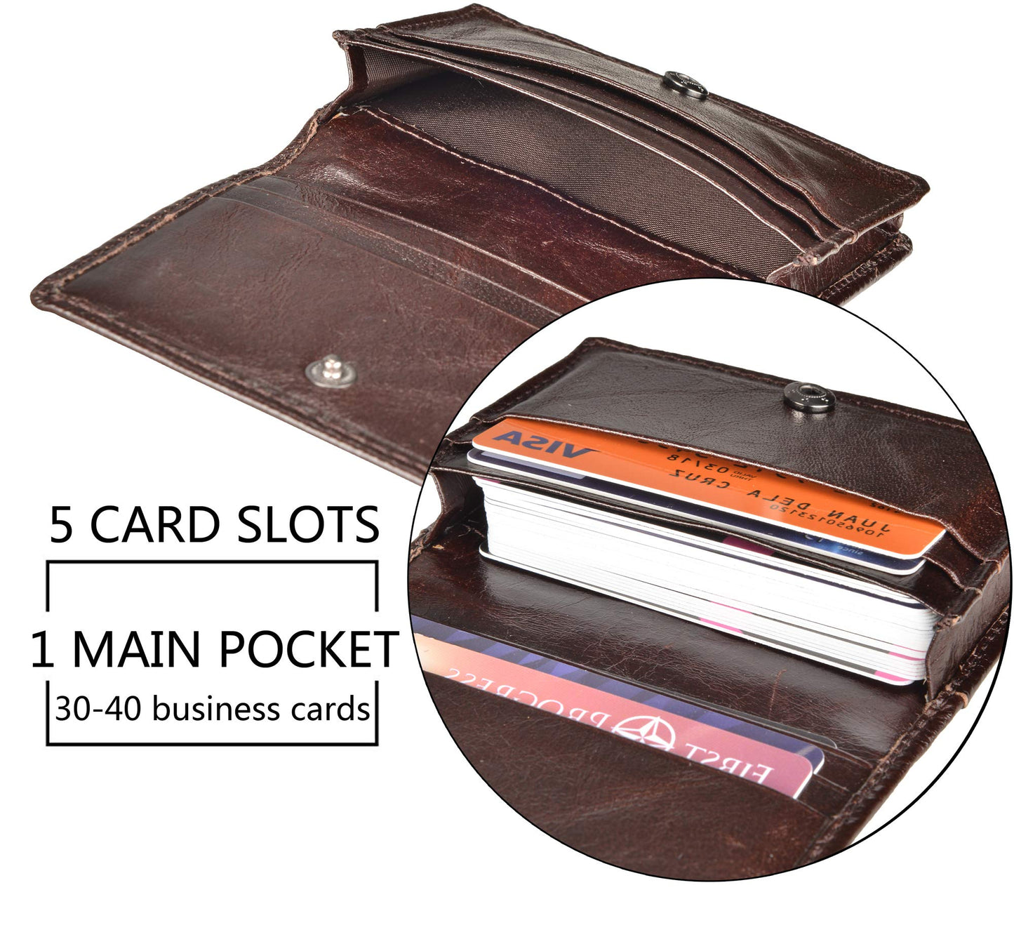 Easyoulife RFID Genuine Leather Bifold ID/Business Credit Card Case Holder for Men Slim Front Pocket Wallet Button(coffee)