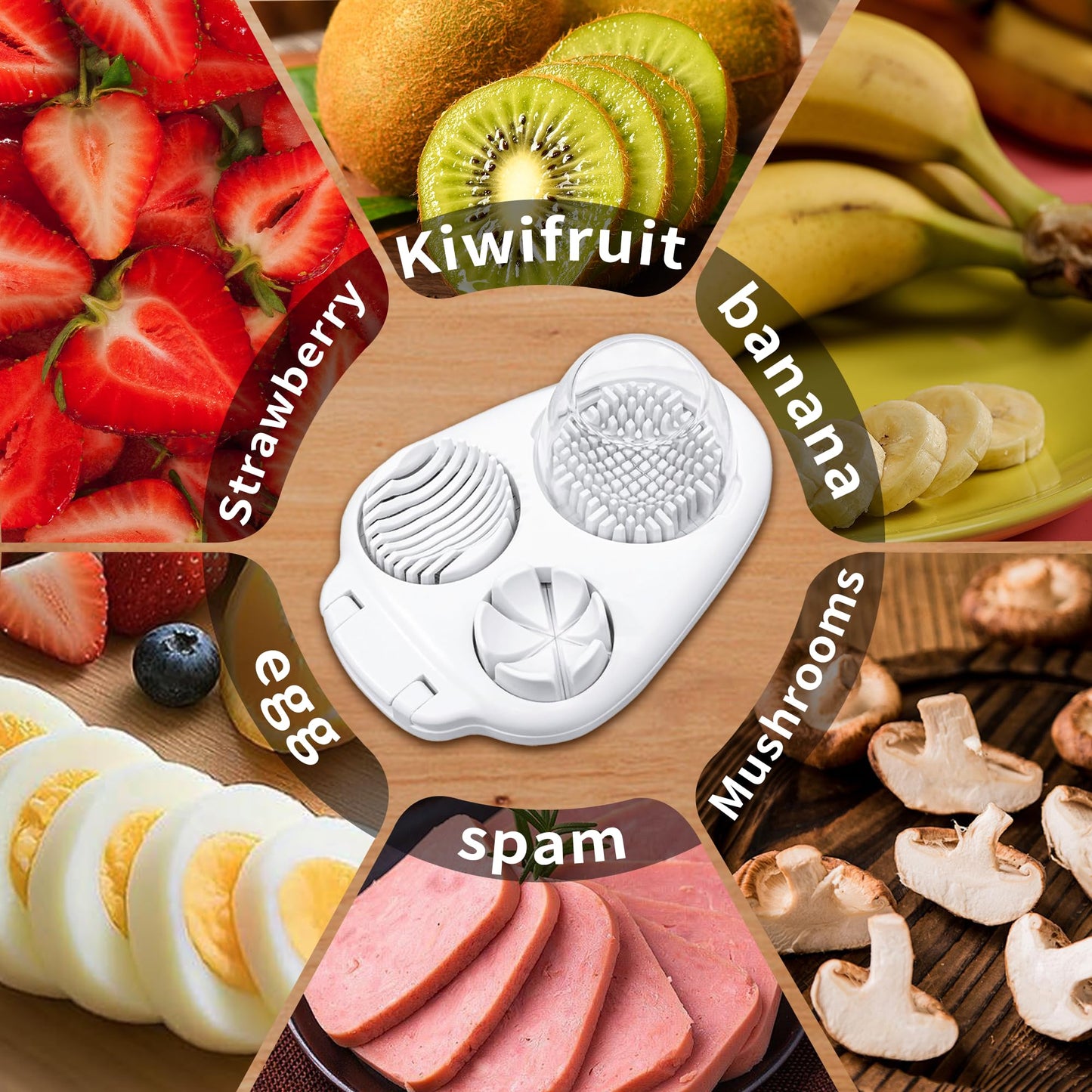 3-in-1 Egg Slicer for Hard Boiled Eggs, Multiple Slice Modes Egg Cutter, Heavy Duty Stainless Steel Chopper Tool, Multipurpose Kitchen Gadgets for Strawberry, Salad, Kiwi, Mushroom, Tomato Prep