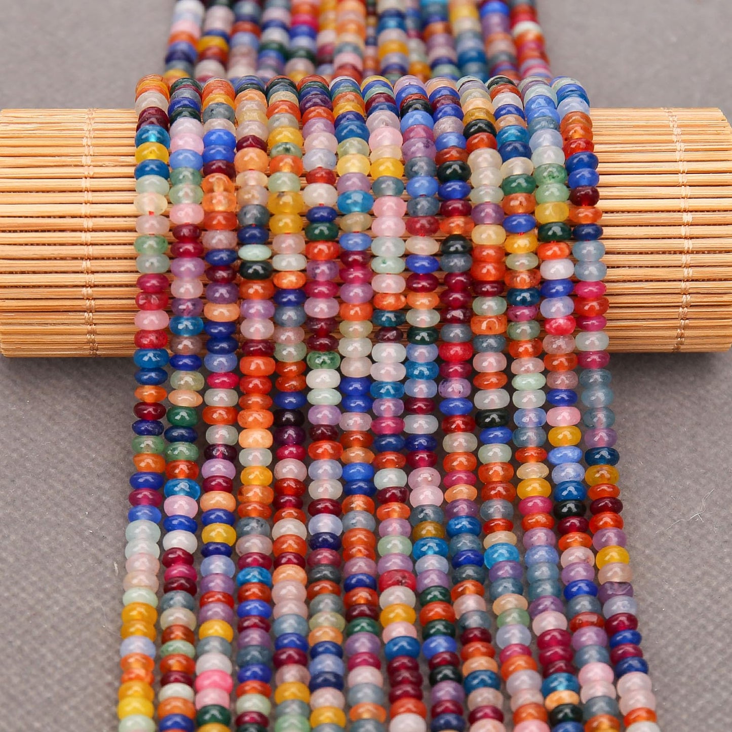 BONNY BOXX 1 Strand (150PCs) Natural 2 * 4mm Colorful Rondelle Beads, Natural Abacus Disk Stone Beads Loose Spacer Gemstone for DIY Bracelet Necklace Jewelry Making
