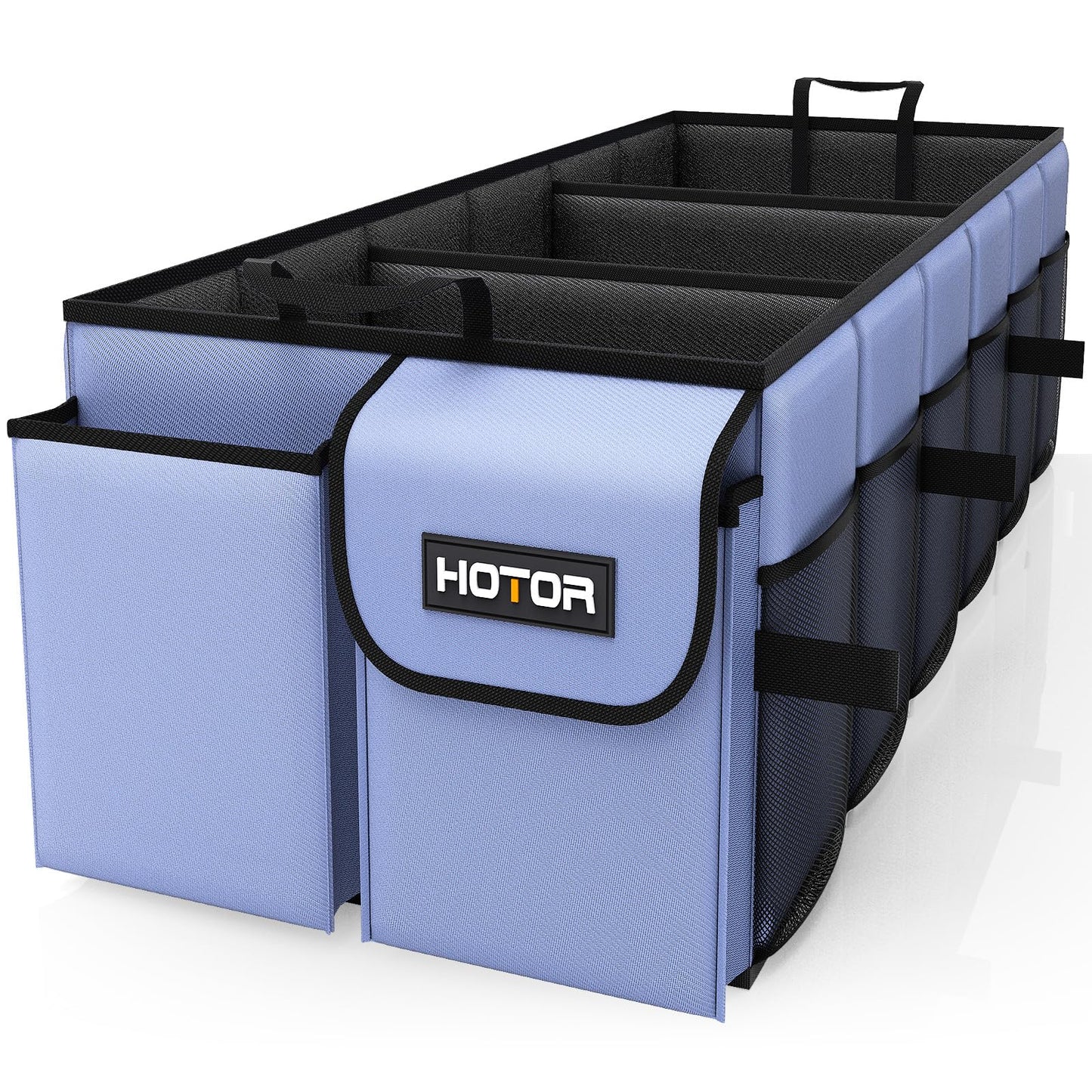 HOTOR Trunk Organizer - Car Organizer, Foldable Trunk organizer for SUVs & Sedans, Sturdy Car Organization for Car Accessories, Tools, Sundries, Blue, 3 Compartments, 31.9"×12.6"×10.6"