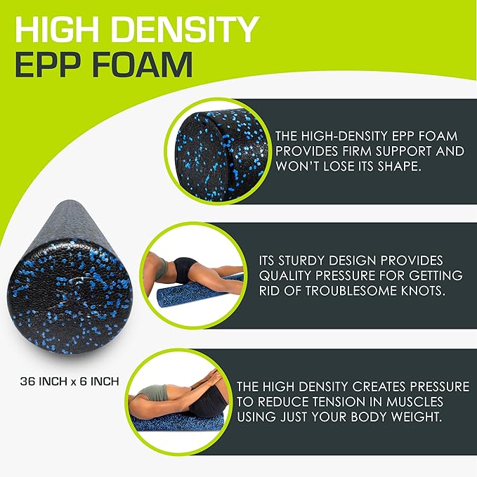 ProsourceFit High Density Foam Rollers 18 - inches Long, Firm Full Body Athletic Massager for Back Stretching, Yoga, Pilates, Post Workout Trigger Point Release, Pink