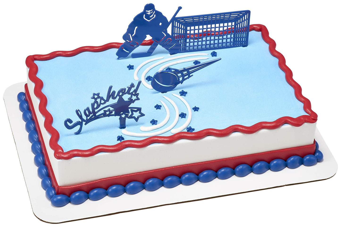 DecoPac 26252 CakeDecorating kit-Slapshot Cake and Cupcake Toppers for Birthdays and Parties, 1 SET, Blue