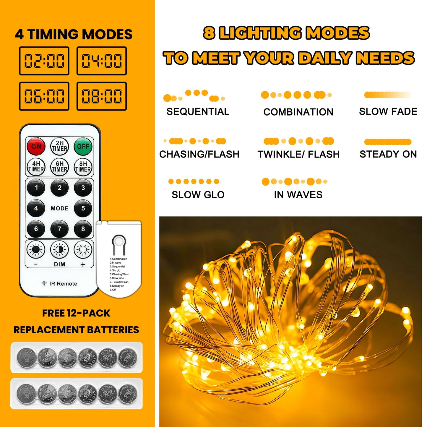 HXWEIYE 6 Pack Fairy Lights Battery Operated with Remote & Timer, 7ft 20LED Mini Firefly Starry Lights Mason Jar Lights for Indoor Outdoor Bottle Tree Party Wedding Thanksgiving(Warm White)
