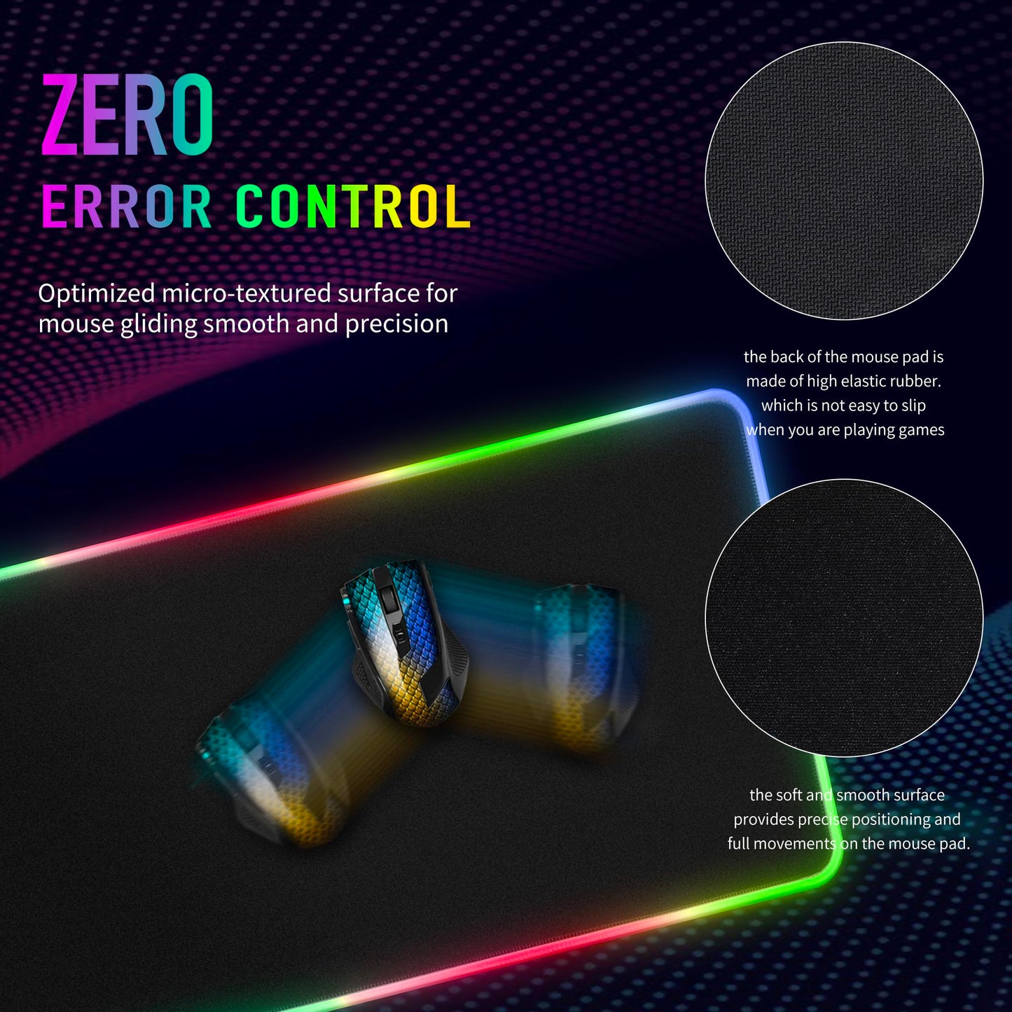 Large RGB Gaming Mouse Pad -15 Light Modes Touch Control Extended Soft Computer Keyboard Mat Non-Slip Rubber Base for Gamer Esports Pros 31.5X11.8(RGB)