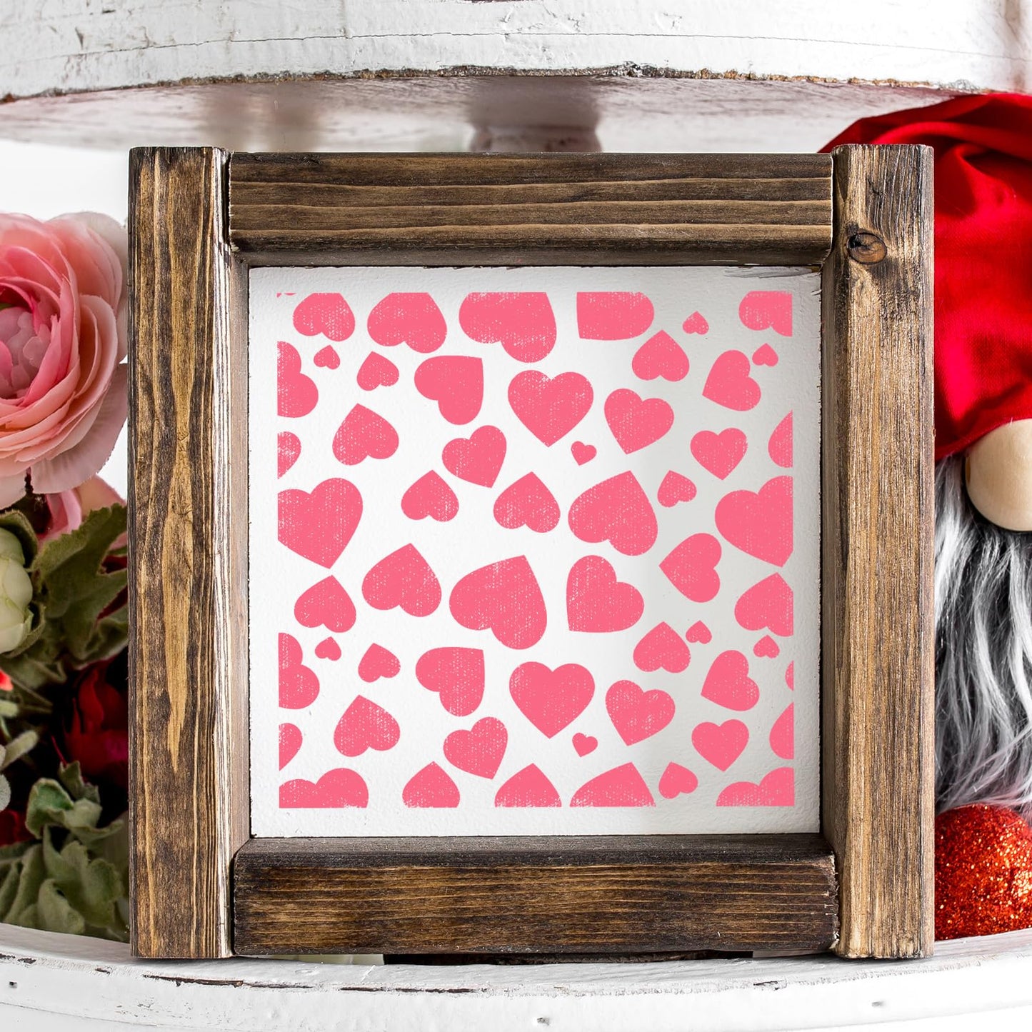 JarThenaAMCS 16Pcs Heart Shaped Stencils Assorted Stencils Reusable Love Heart Plastic Drawing Painting Template for Mother's Day Valentine's Day DIY Art Craft Painting on Wood