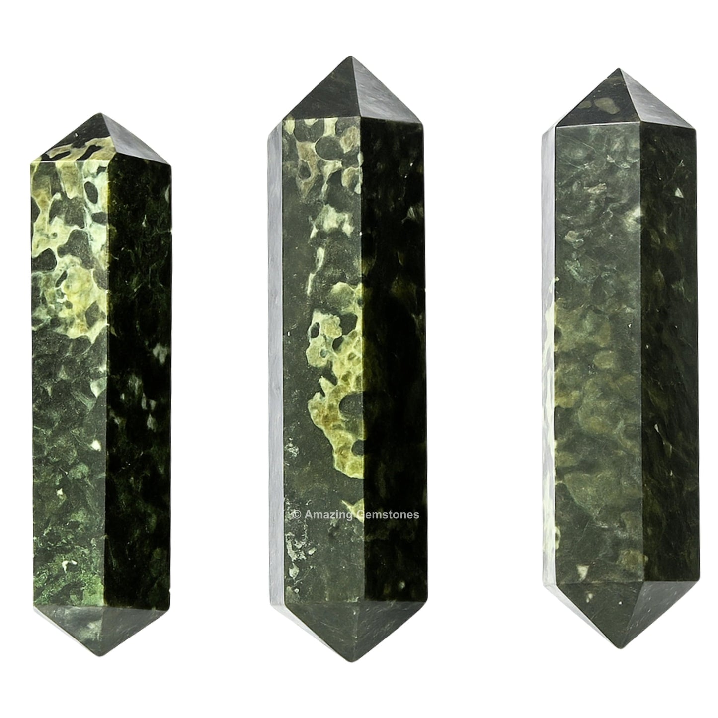 Amazing Gemstone Nuummite Crystal Points Bulk Healing Crystals & Stones - Pack of 3 Double Terminated Healing W& Point Bulk Crystals for Crafts, Crystal Grid, DIY Work - Premium Crystals