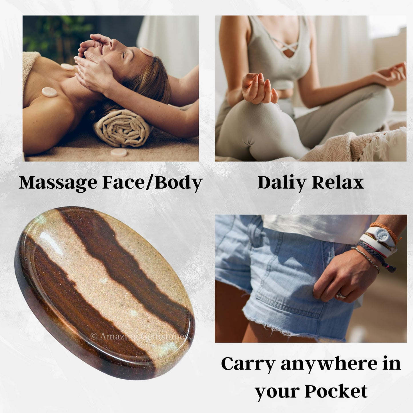 Amazing Gemstone Narmada Shiva Lingam Worry Stone, Healing Crystals - Piedra Crystal Fidget for Gift, Meditation, Calming, Relaxation, Stress Relief