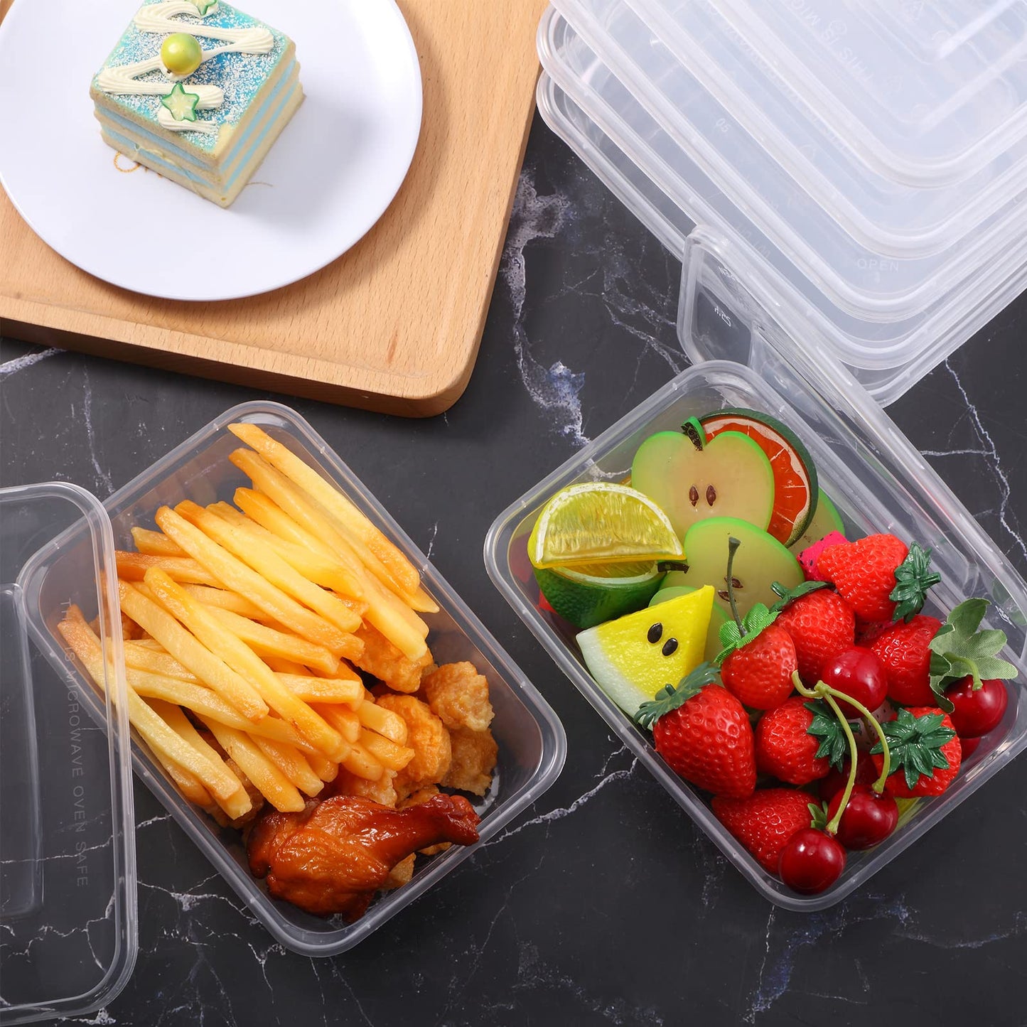 Bokon 60 Pcs Plastic Meal Prep Container with Lid Disposable Clear Lunch Containers Stackable Food Storage Container Box Spill Proof for Salad Snack Microwave Dishwasher Freezer Safe (25 oz)