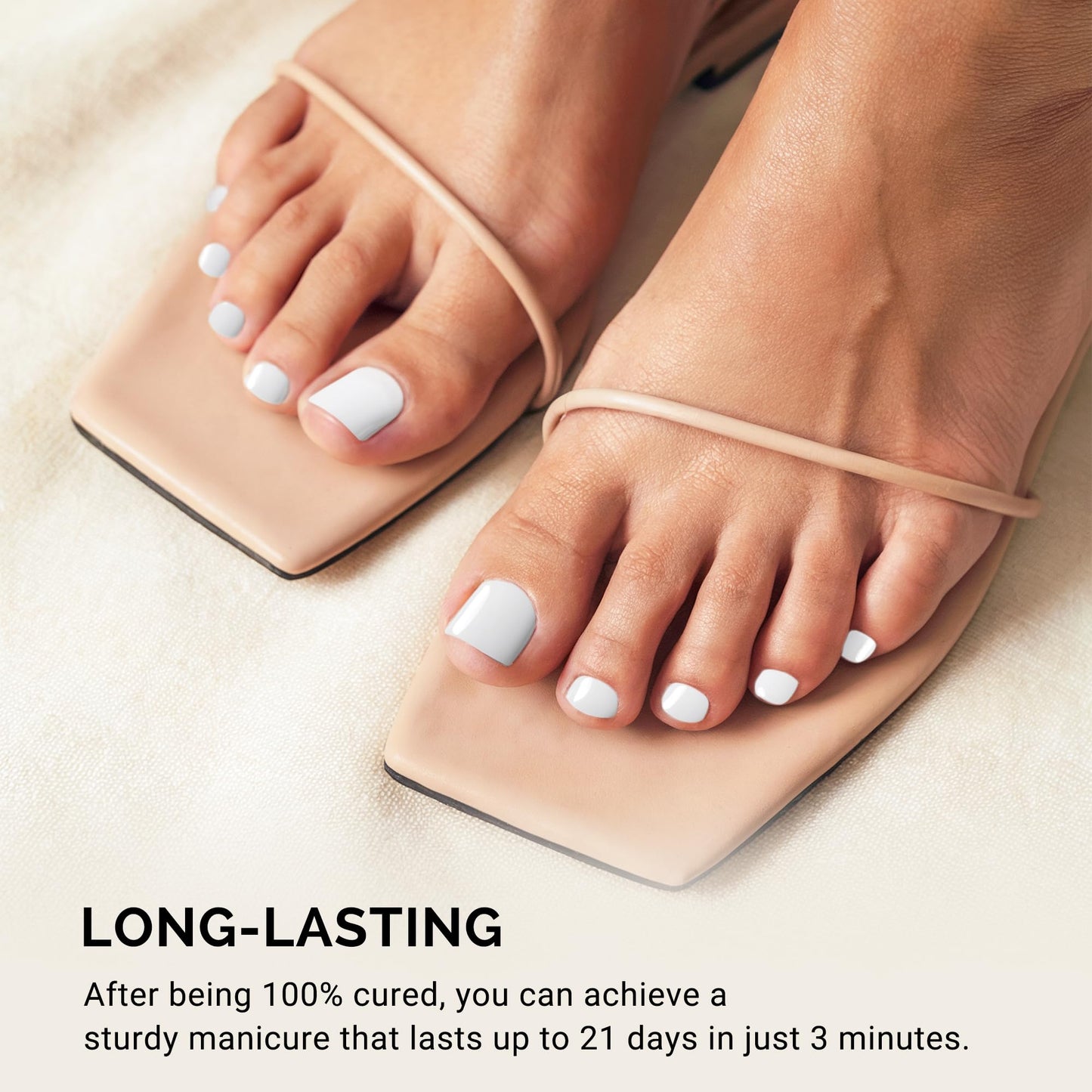 MelodySusie 32Pcs Semi Cured Gel Toe Nail Strips (White), Pedicure Stickers for Toes, Works with Any UV/LED Lamps, Salon-Quality, Long Lasting, Easy to Apply & Remove