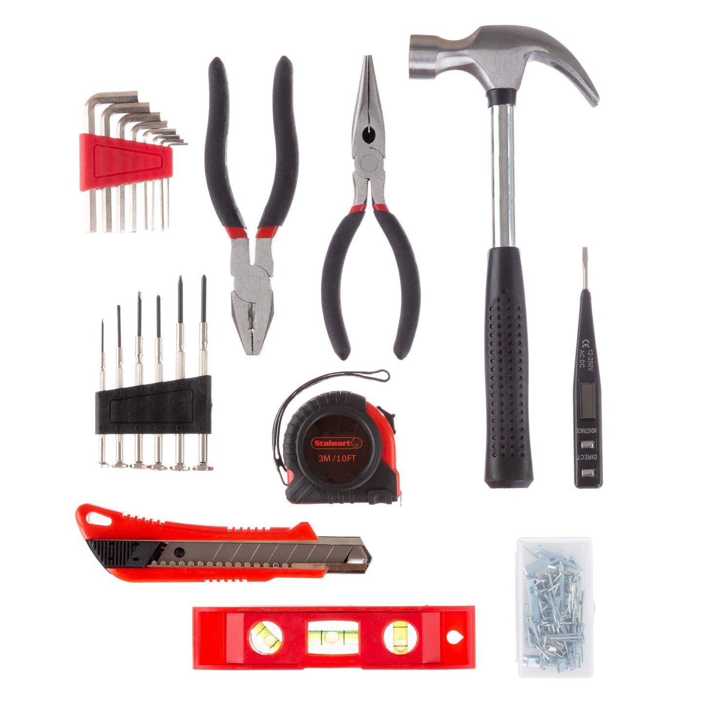 Tool Kit - 102 Heat-Treated Pieces with Carrying Case - Essential Steel Hand Tool and Basic Repair Set for Apartments, Dorm, Homeowners by Stalwart