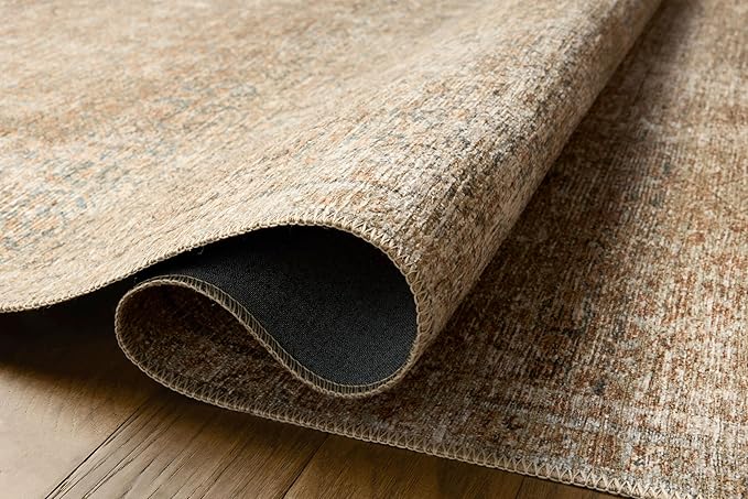 Loloi Amber Lewis Cambria Collection CBR-08 Ocean/Brick 5'-0" x 7'-6" Area Rug Jute, Neutral, Vintage Style, Antique Tone, Living, Bedroom, Dining, Carpet