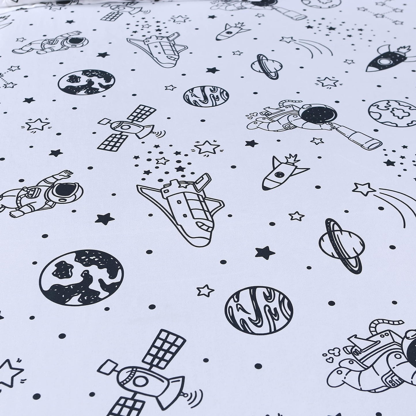 MAG 3 Pcs Space Sheets Twin,White Based Galaxy Planets Sheet Set,Super Soft Microfiber,for Kids Teens Boys Girls and Space Galaxy Lovers with 1 Fitted Sheet 14'' Deep Pocket and 2 Pillowcases.