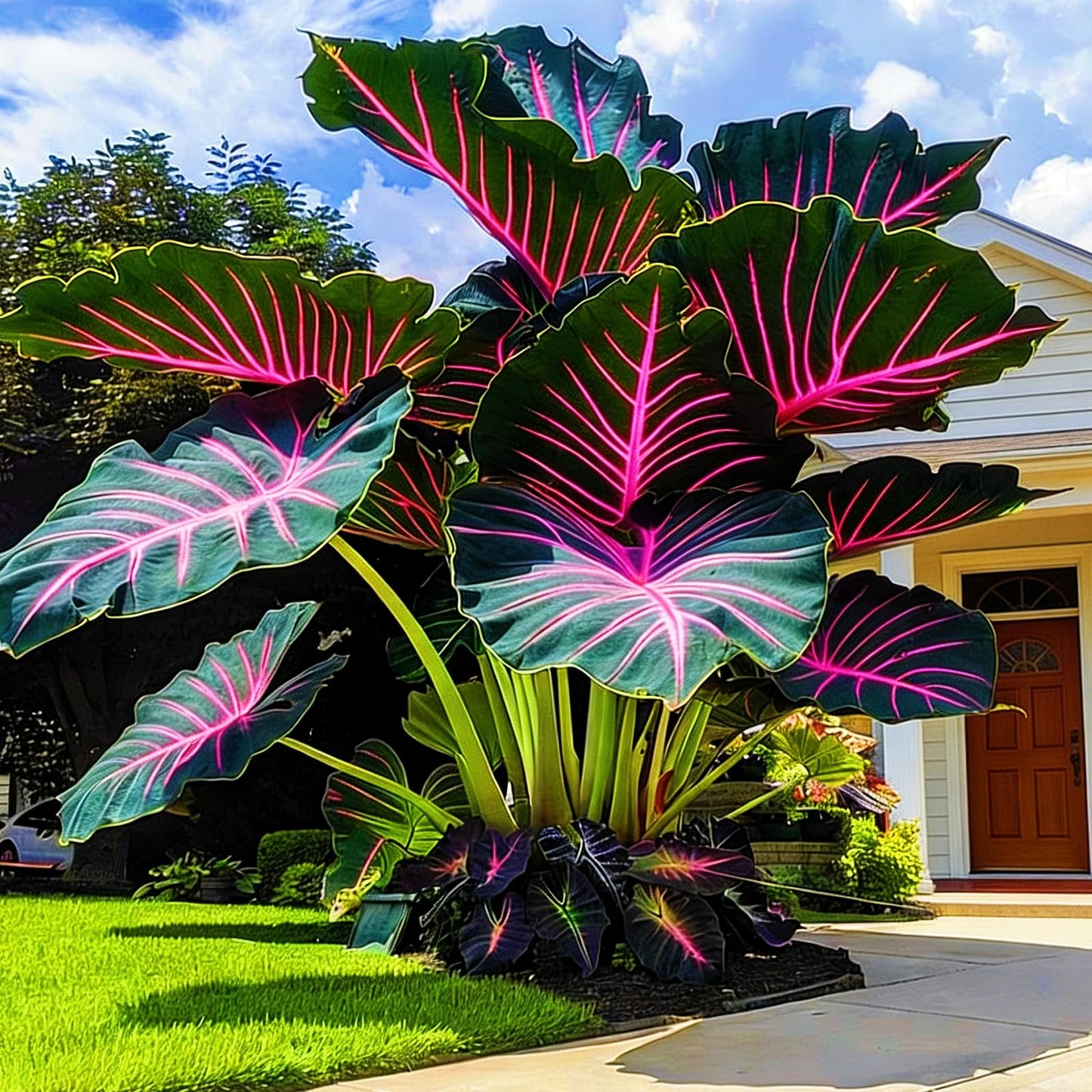 FEWSDVBX Giant Tropical Elephant Ear- Mix Color/Easy Growing/Excellent Display/Perfect for Outdoor Gardens (5)