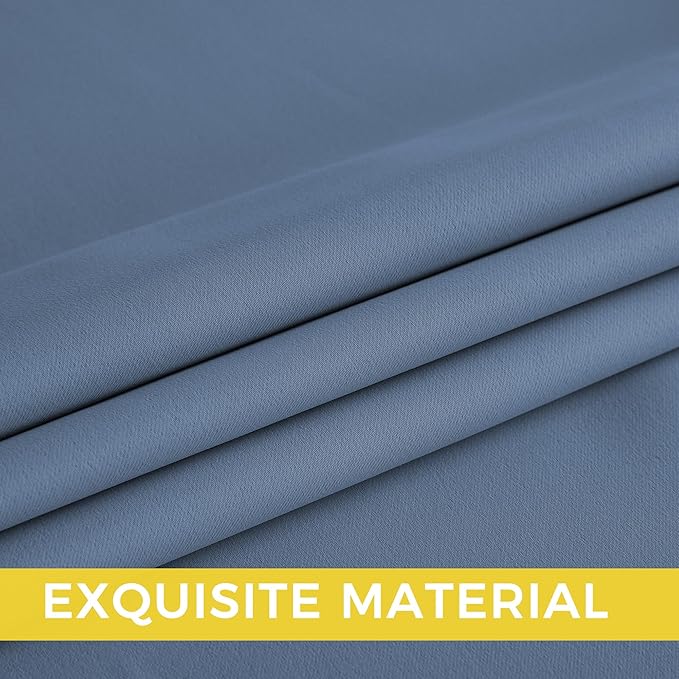 NICETOWN Room Darkening Draperies Curtains Panels, 2 Panels Stone Blue W52 x L108