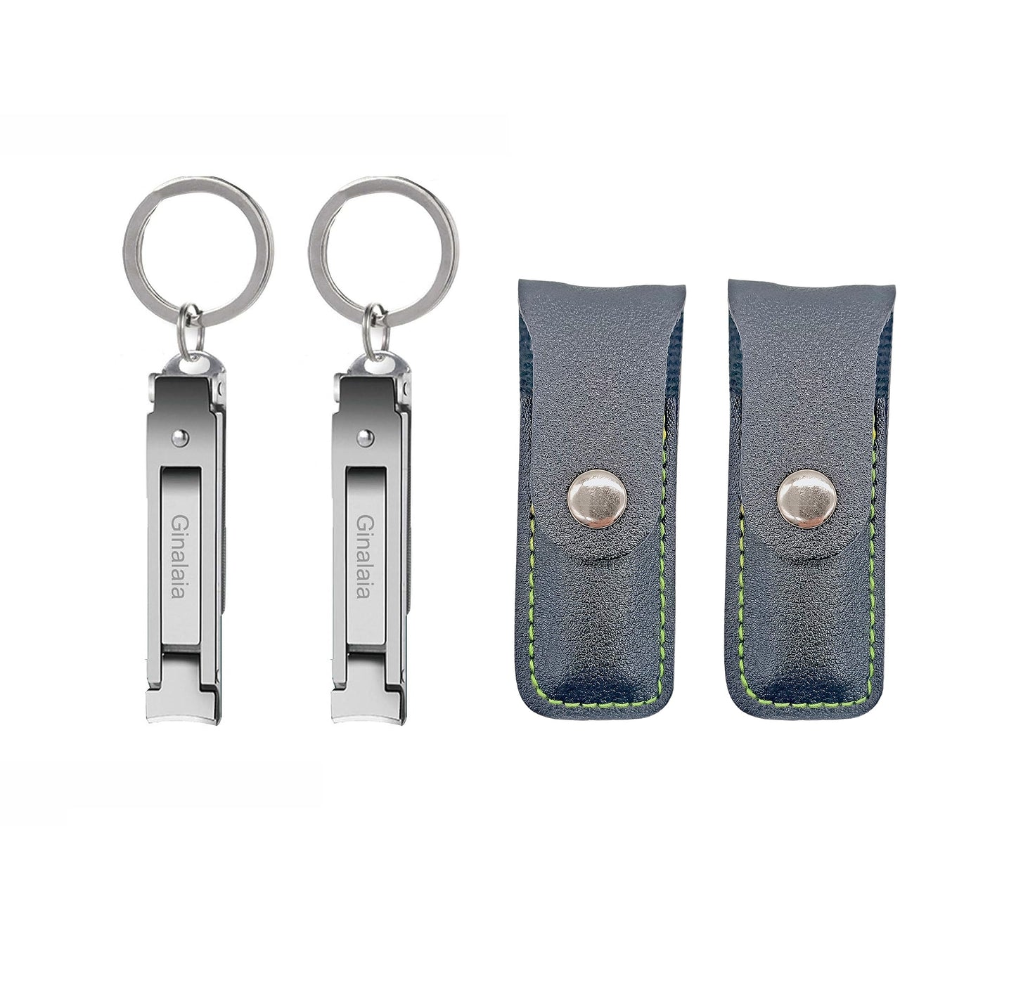 Ginalaia Stainless Steel Portable Nail Cutter，German Keychain Nail Clipper with File for Man and Women, Ultra Thin Flat Nail Clipper Perfect Use for Traveling、 Home 、 Office (Small, 2)