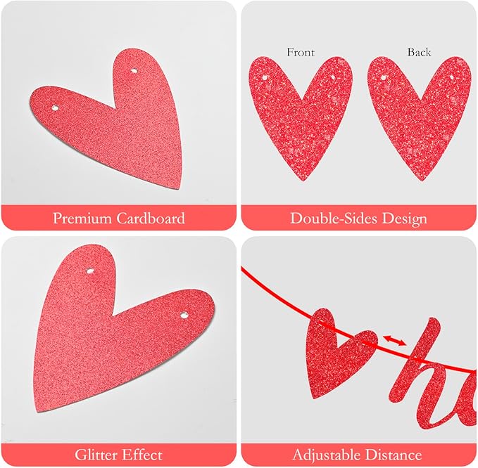 Red Glitter Happy Valentine's Day Banner