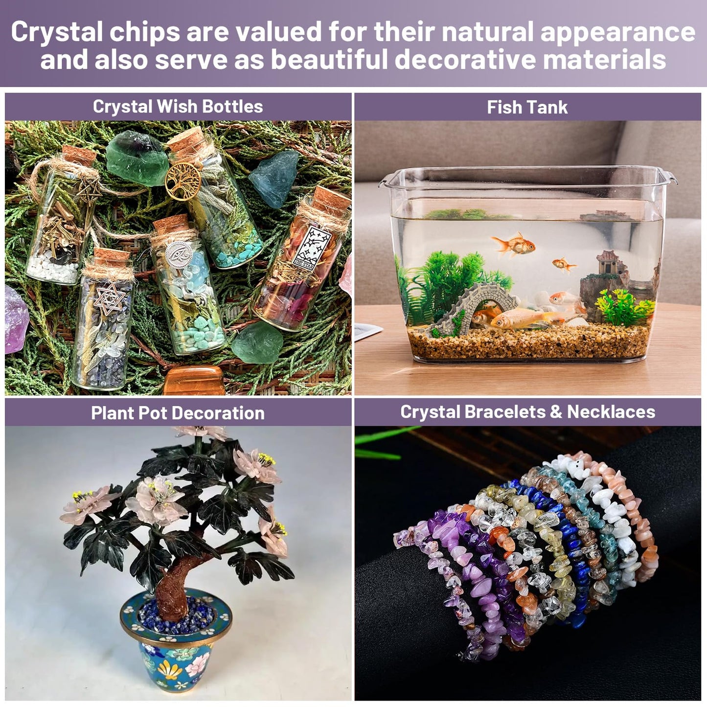 1.1lb Natural Crushed Fluorite Crystal Tumbled Chips-Healing Crystals Chips Bulk, Crushed Crystal Gemstones for Crafts, Beautiful Package for Gift (Fluorite)