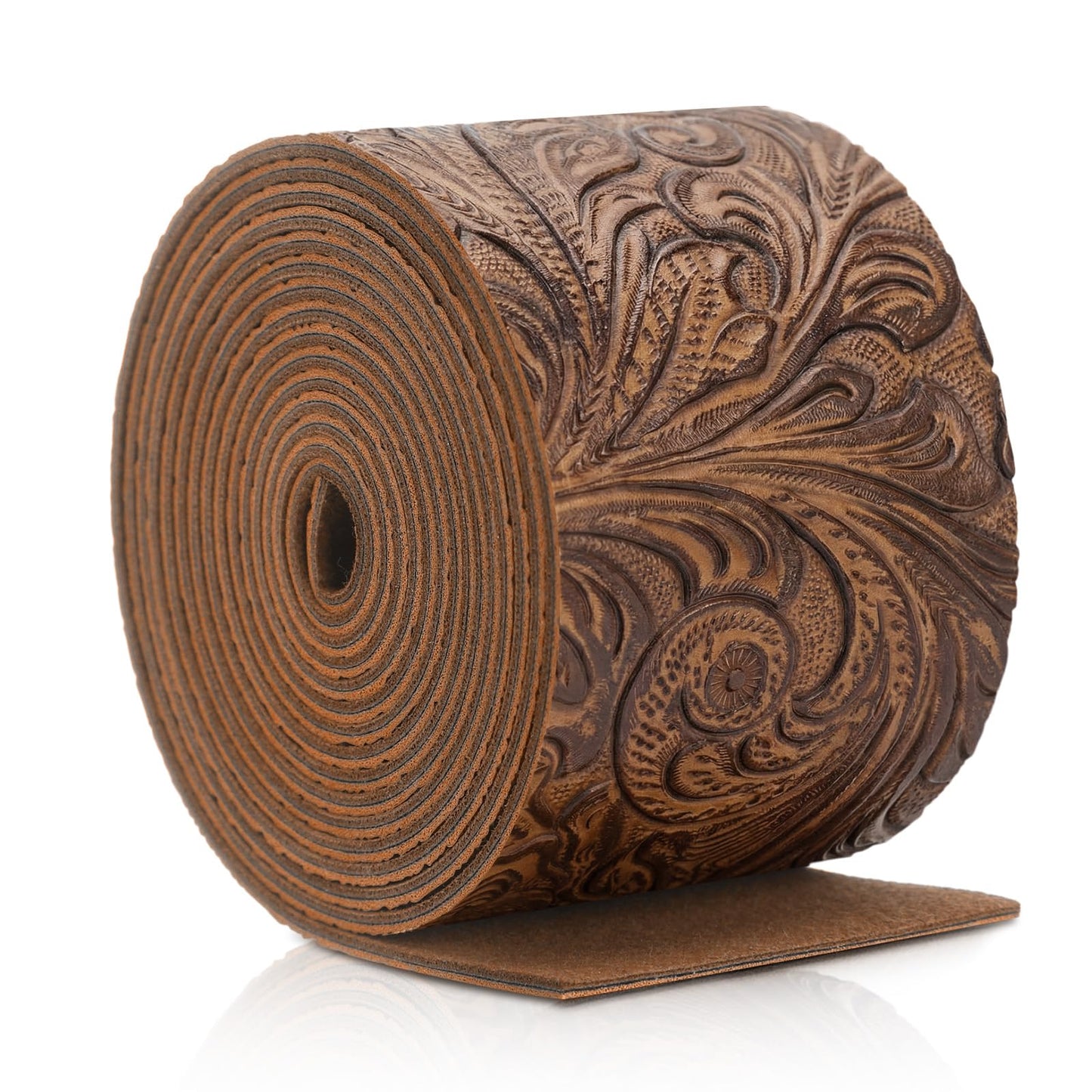 72 Inches Embossed Faux Leather Straps for Crafts 2 Inch Wide Vintage Brown Western Style Bump Texture Flat Full Grain Leather Strips for DIY Crafts Projects Bags, Belt, Garden Tools