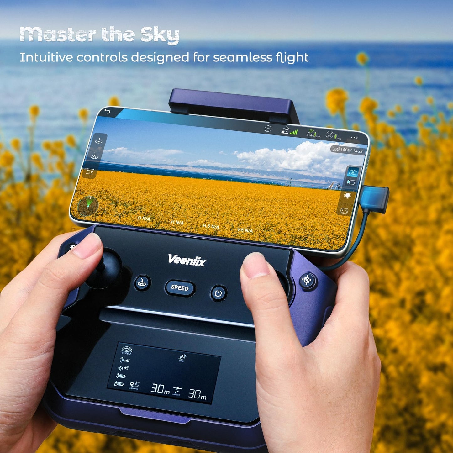 V11Air Drone with 6K UHD Camera for Adults, 3-Axis Brushless Gimbal, 4K/30FPS Video, 70Mins Flight Time with 2 Batteries Professional Quadcopter, 10000ft FPV Digital Transmission and Auto Return