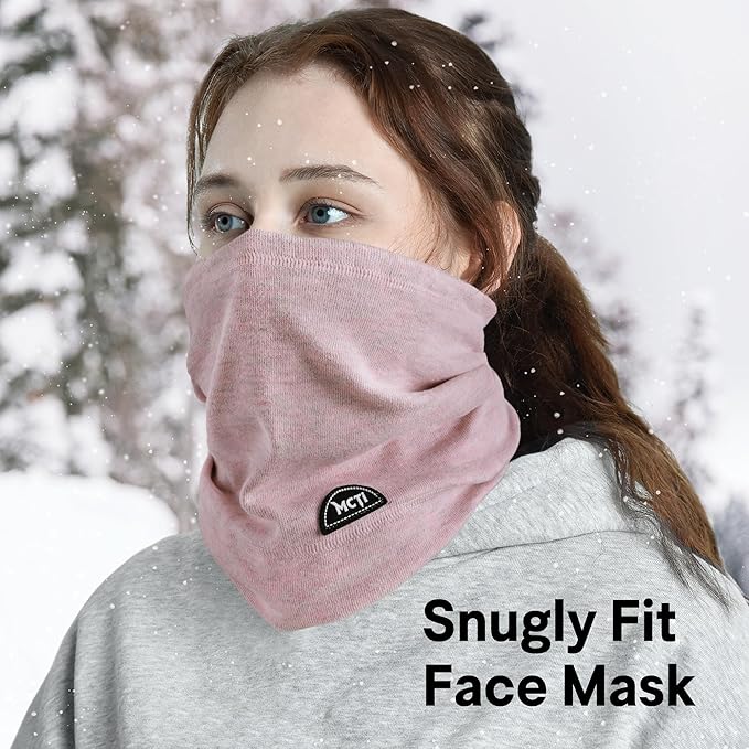 MCTi Neck Gaiter Warmer Winter Fleece Scarves Beanie Hat for Skiing Cycling Elastic Closure