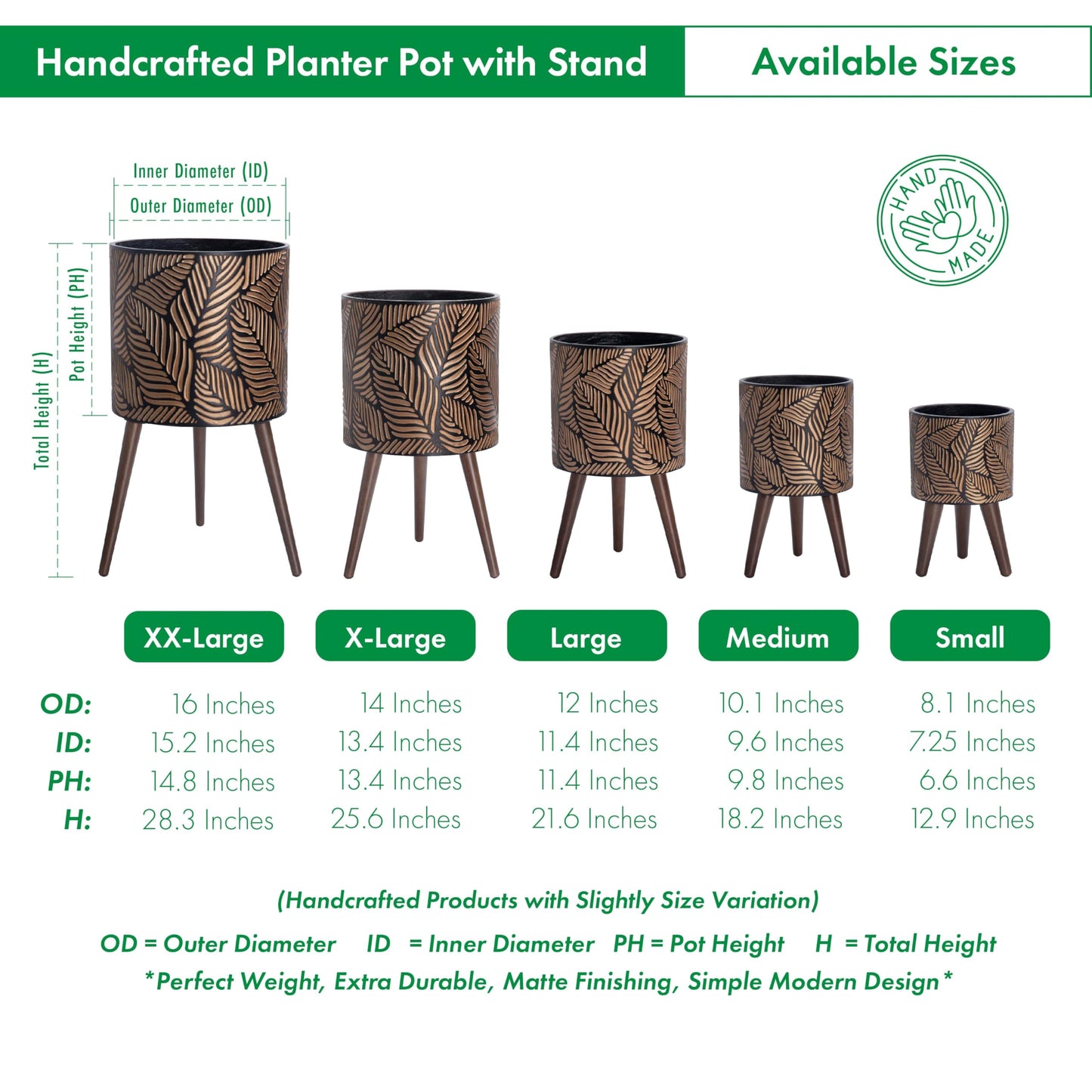 D'vine Dev 14 Inch Planter Pot with Stand, Mid-Century Tall Plant Pot with Legs for Indoor Plants, X-Large, Bronze/Grey, 88-L-D-6
