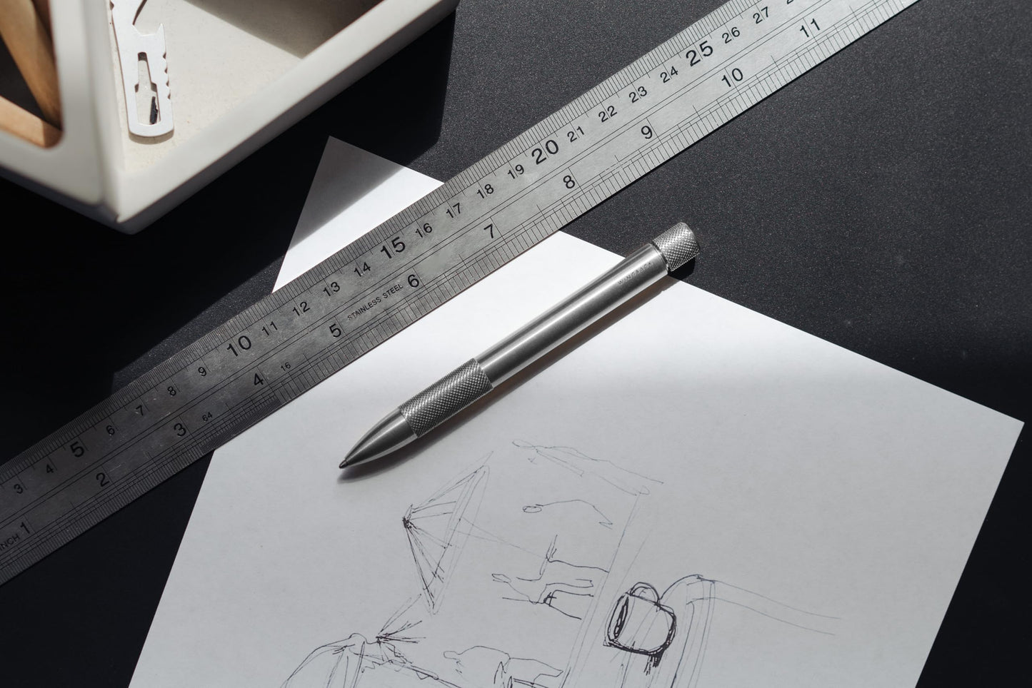 Wingback Mechanical Pen | Luxury Precision Pen with Fisher Space Ink Cartridge, Heavyweight Metal Writing Pen, Made in England (Steel)