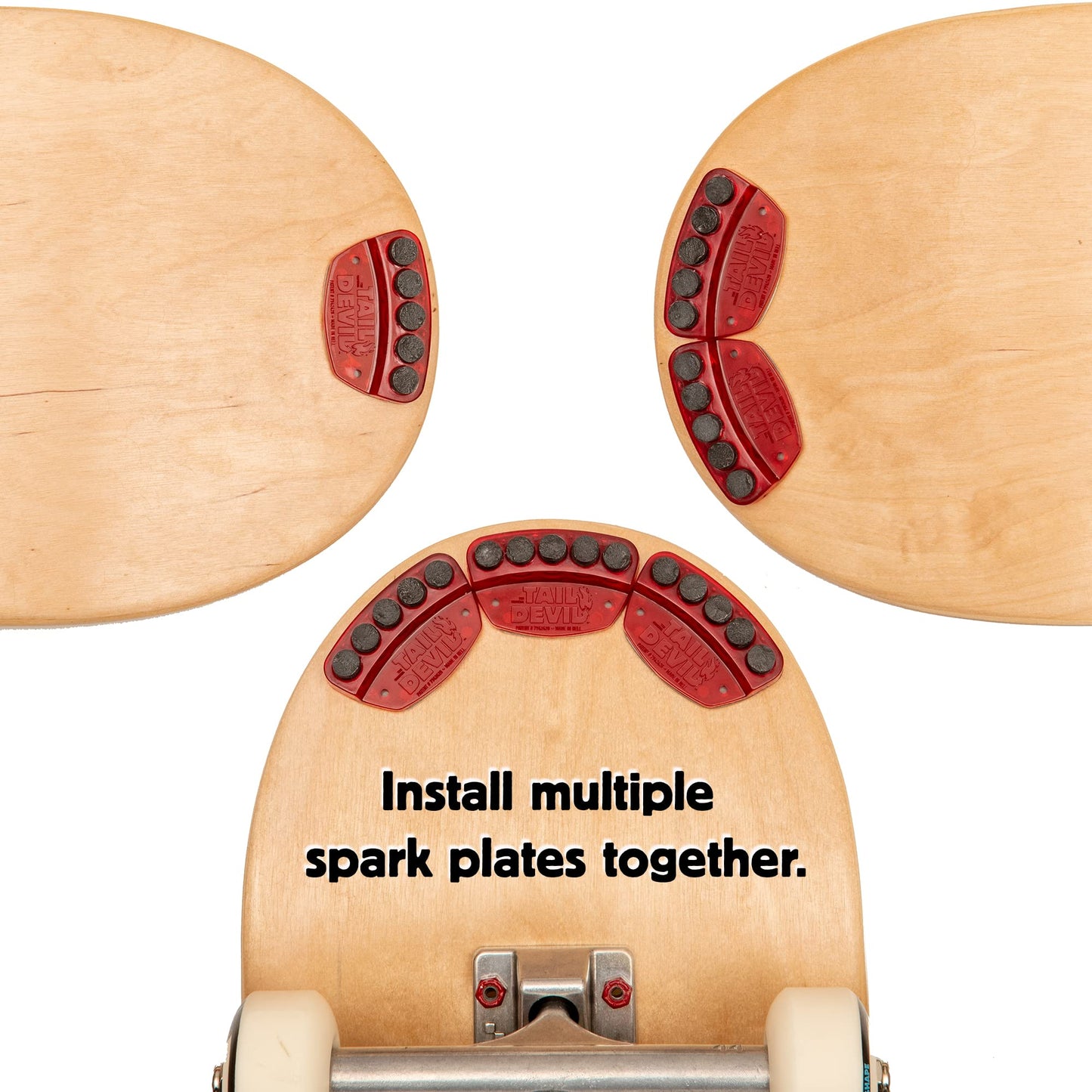 Tail Devil Skateboard Spark Plate & Universal Skateboard T-Tool Bundle | Translucent Red Complete Maintenance & Accessory Kit | Ultimate All-in-One Skateboarder’s Gift Set