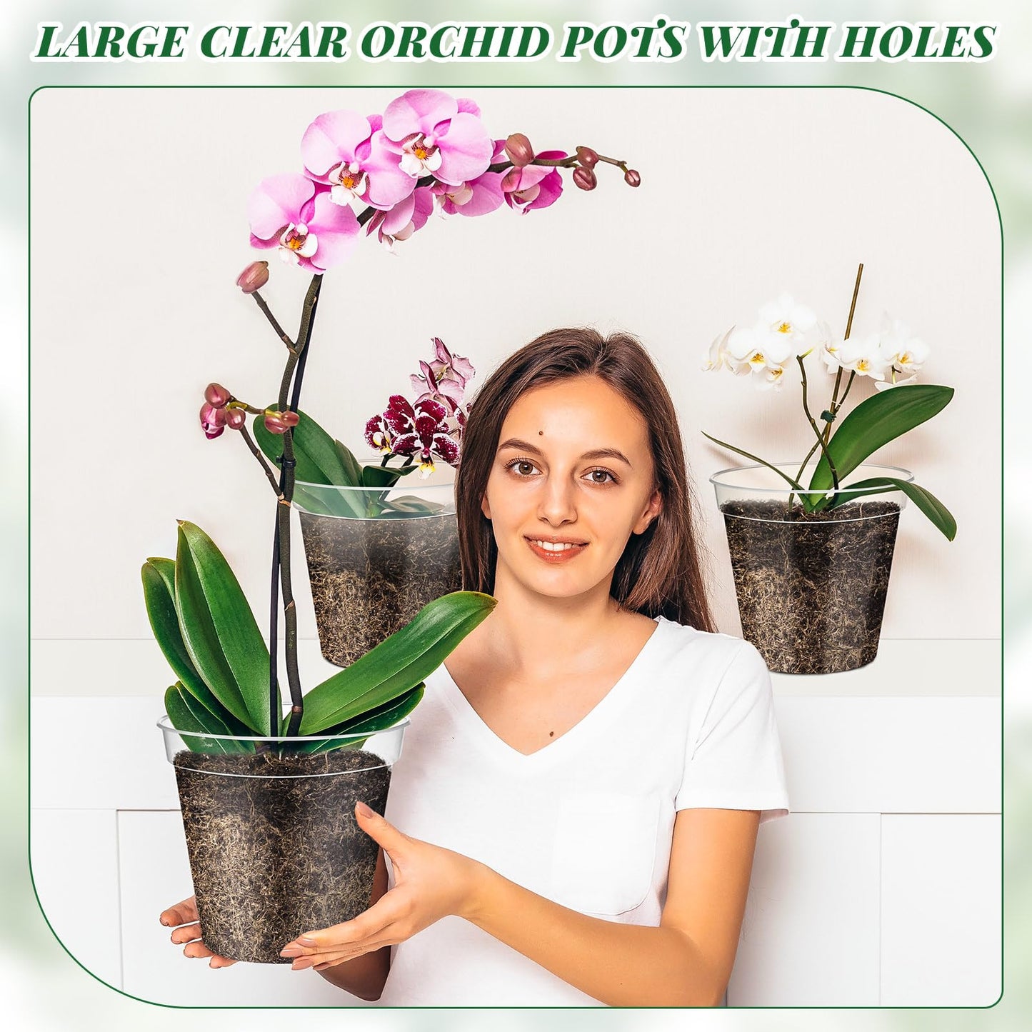 Maxcheck 24 Pcs Clear Nursery Pots with Drainage Holes Pack, Large Transparent Plastic Orchid Pots for Repotting Indoor Plants, Heavy Duty Planter for Monstera, Aroids, Root Observation (8 Inch)
