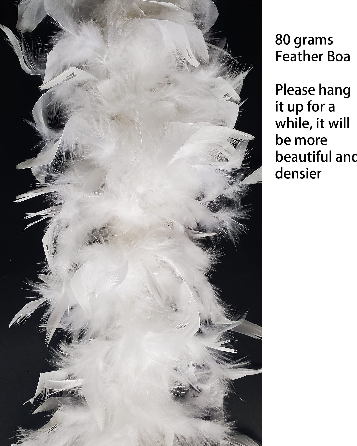 2 Yards 80g Turkey Chandelle Feather Boa for DIY Craft,Party Dancing Dress Up, Halloween Decoration-White