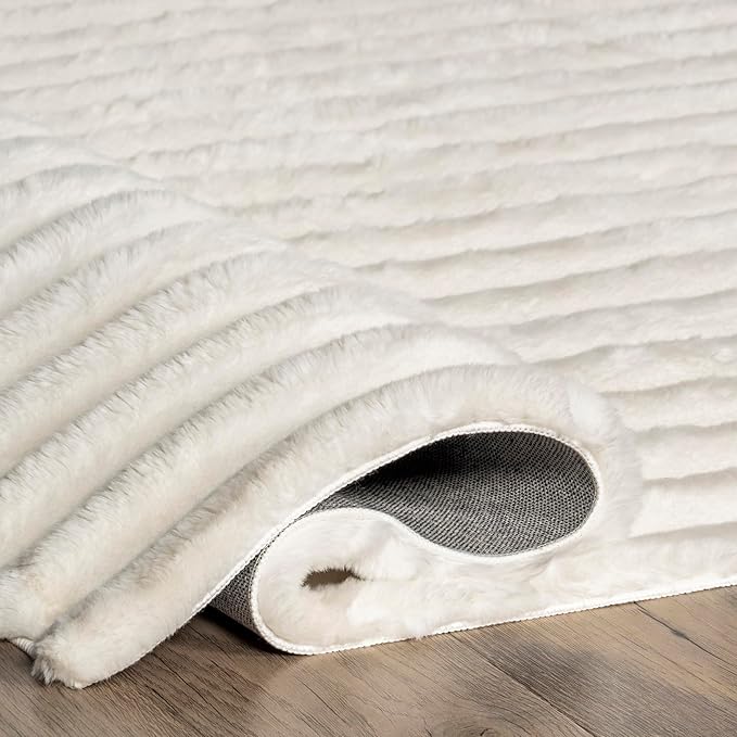 Nuloom SuperiorWash Collection Kai Off-White, 3'9" x 6', Fluffy and Cozy, High Traffic, Stain Resistant, Easy Clean, Durable Washable Area Rug for Bedroom, Living Room, Dining, Den, Foyer, Entryway
