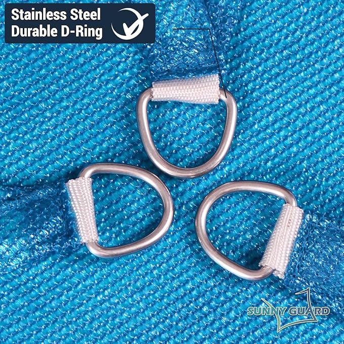 SUNNY GUARD Custom Size 7'x7' Turquoise Blue Sun Shade Sail Rectangle UV Block Shade for Backyard Yard Patio Deck Garden(Customized)